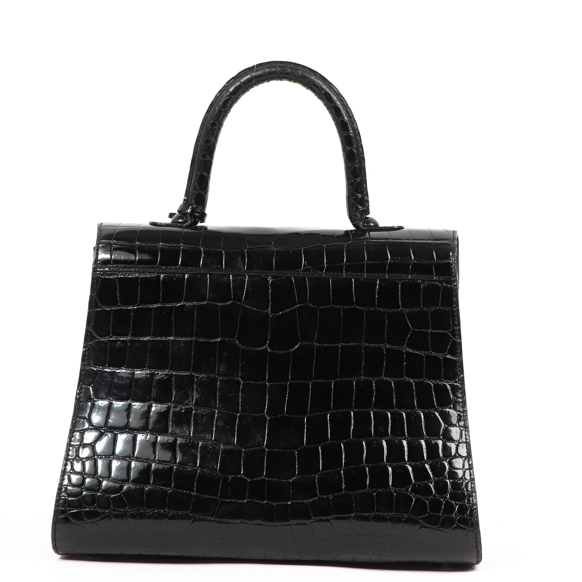 Delvaux Brillant MM Vintage Black Crocodile Handbag