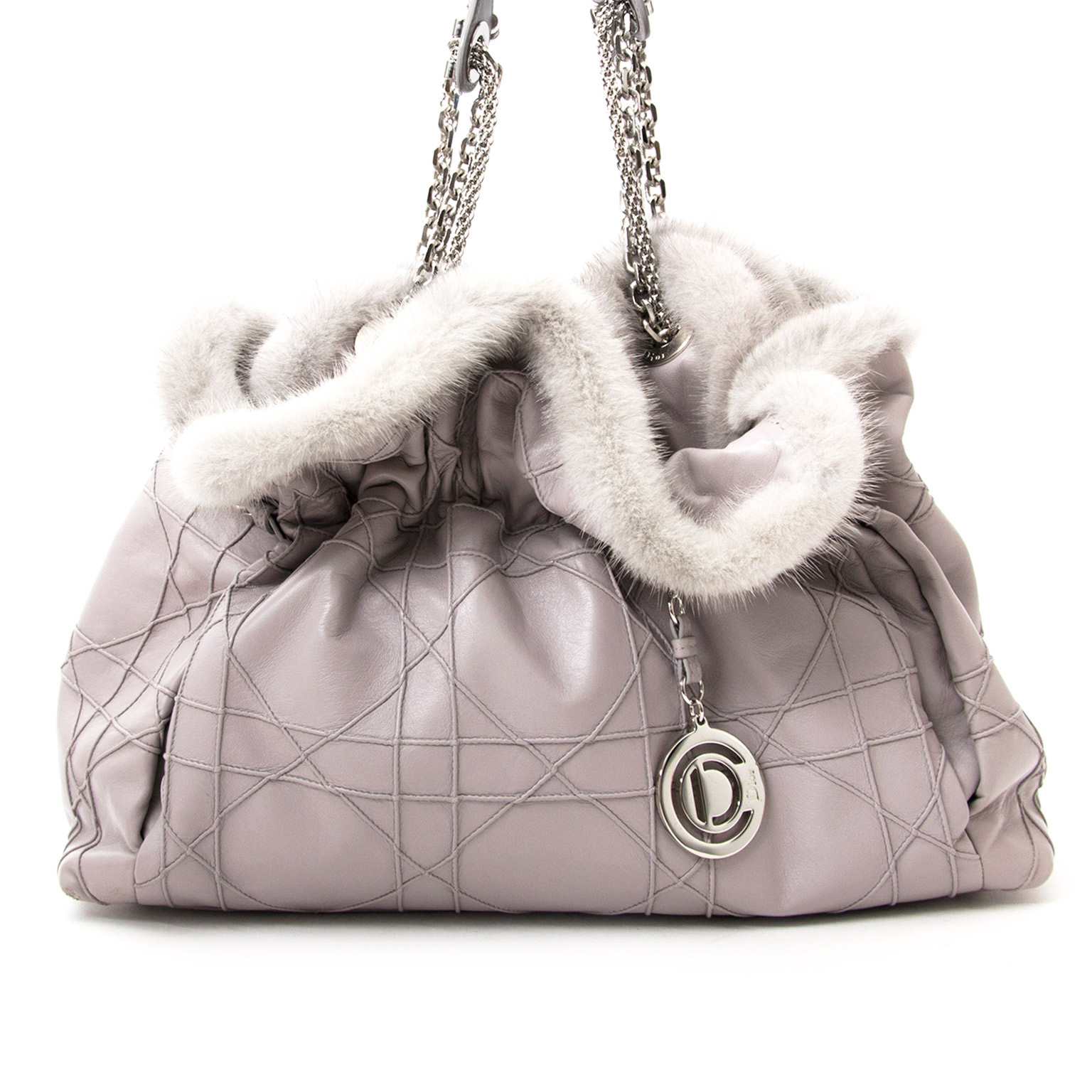 Christian Dior Grey Shoulder Bag with Fur ○ Labellov ○ Buy