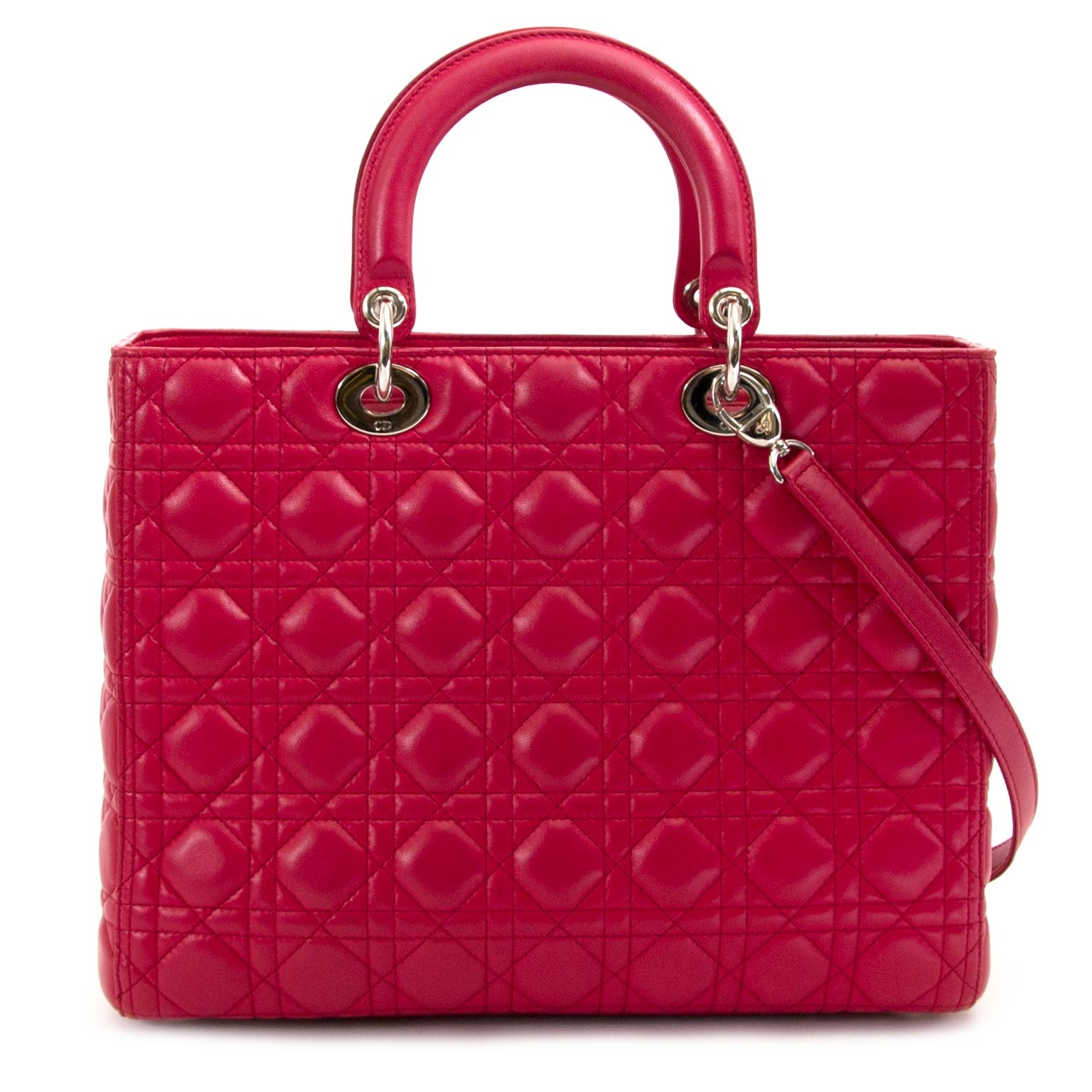 Christian Dior Lady Dior Dark Pink Lambskin Bag ○ Labellov