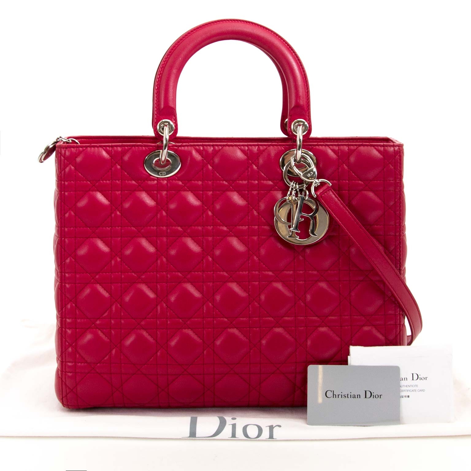 Christian Dior Lady Dior Dark Pink Lambskin Bag ○ Labellov