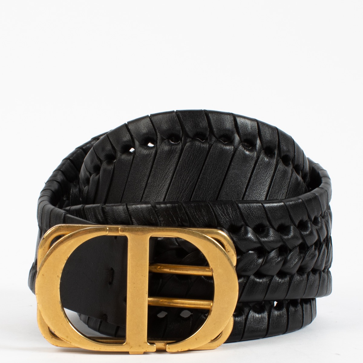 Christian Dior Black Braided 30 Montaigne Wide Belt - Size 85