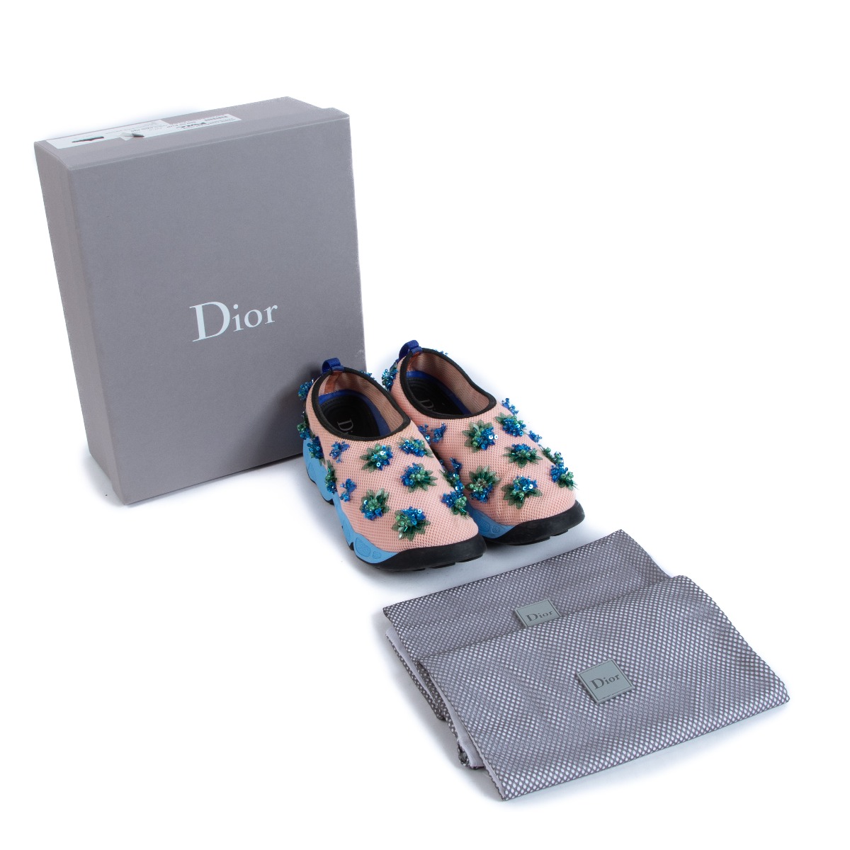 Christian Dior Pink Mesh Fusion Embroidery Sneakers - Size