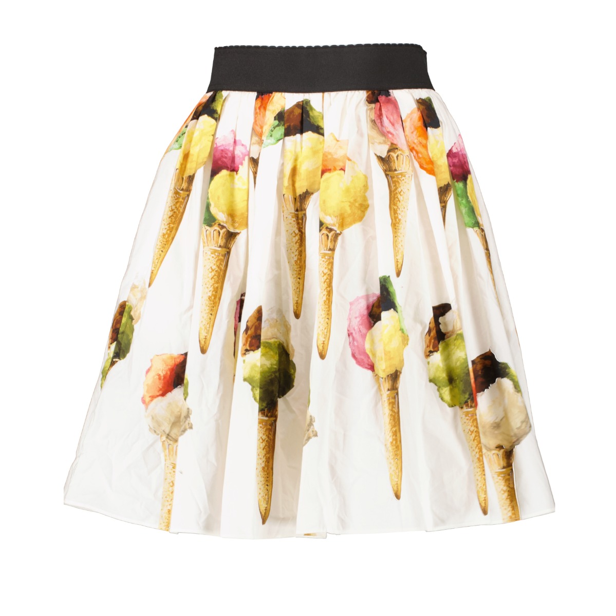 Majolica-print poplin calf-length skirt in Multicolor | Dolce&Gabbana®