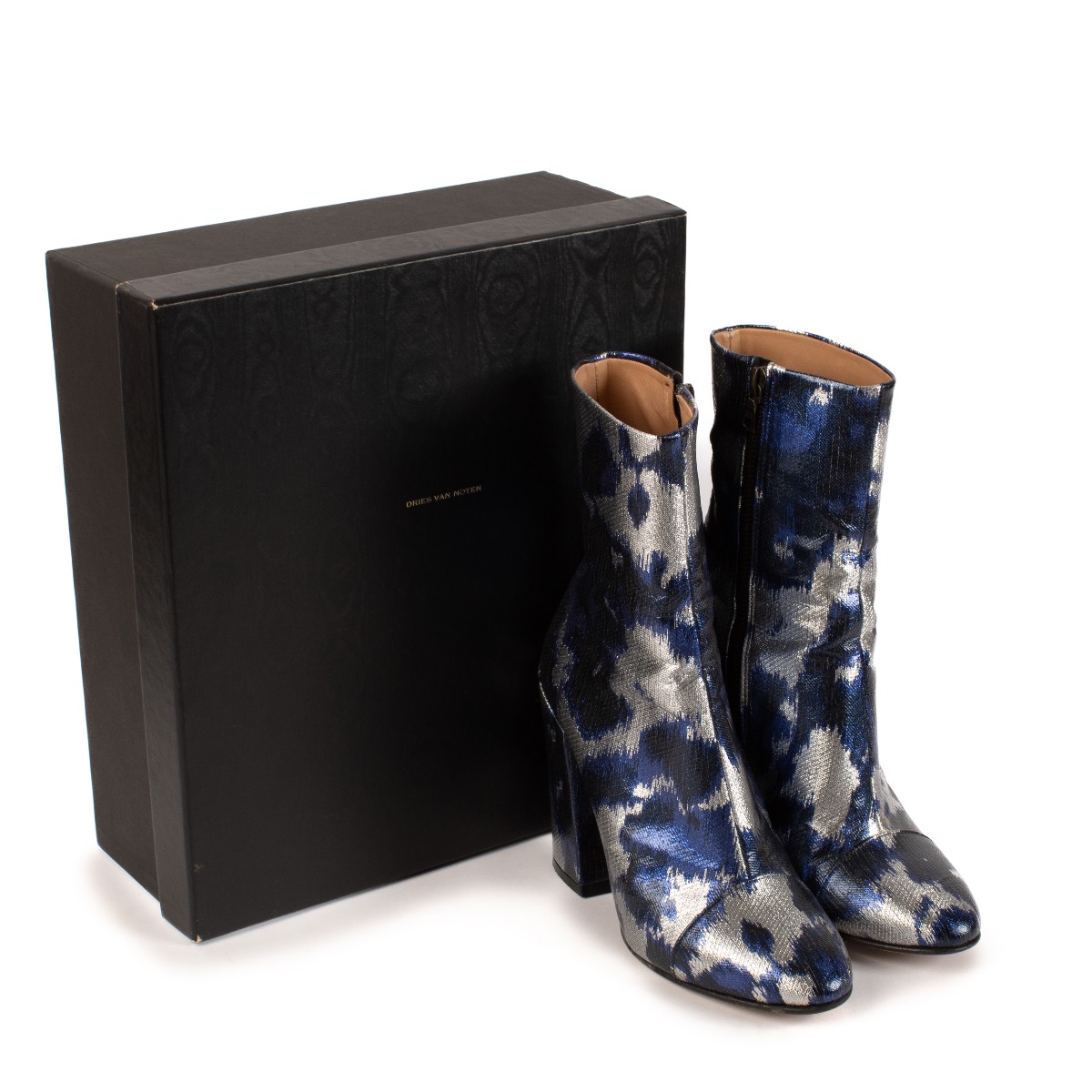 Dries Van Noten Purple Silver Ankle Boots ○ Labellov ○ Buy