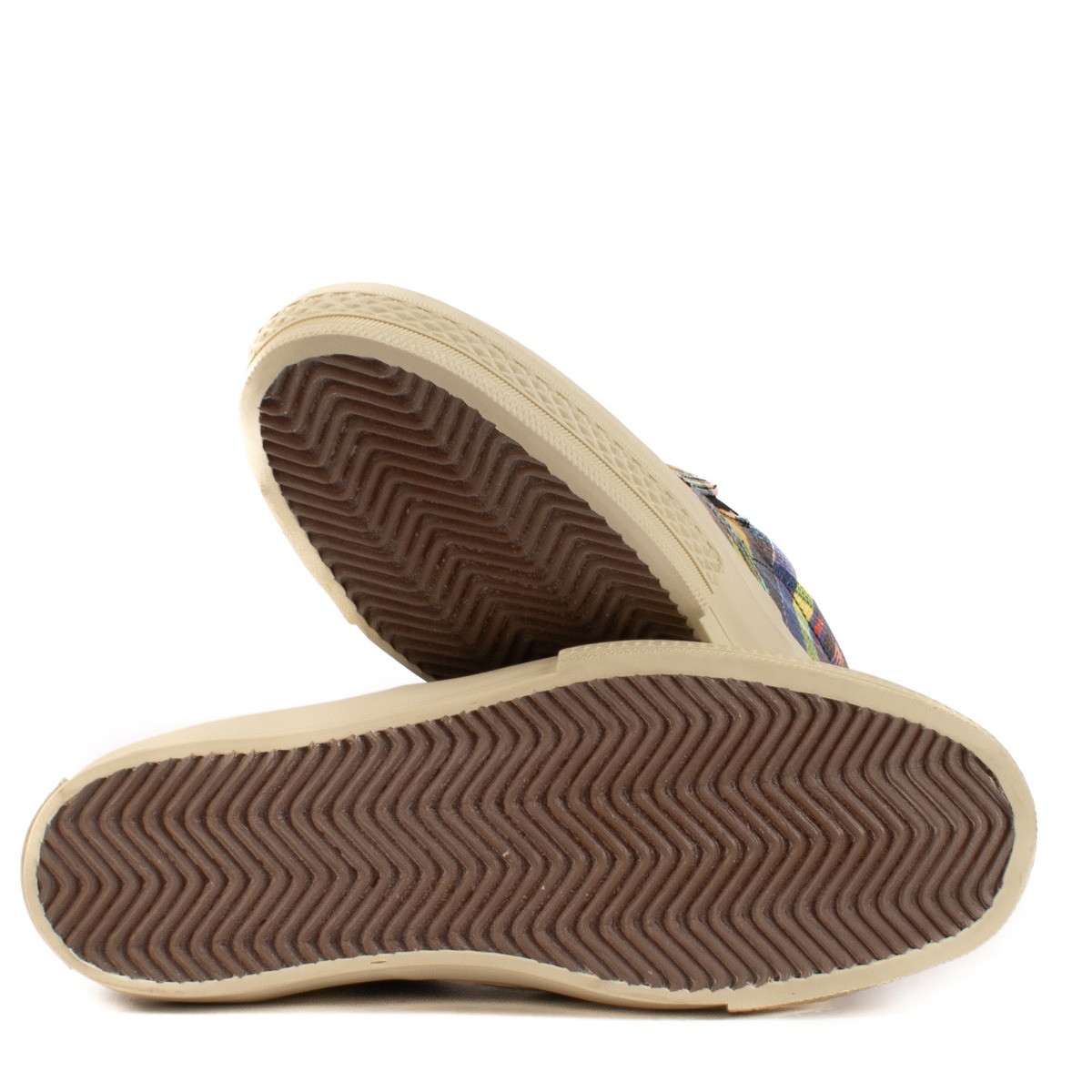Dries Van Noten Madras-Plaid Leather Slip-On Sneakers - Size
