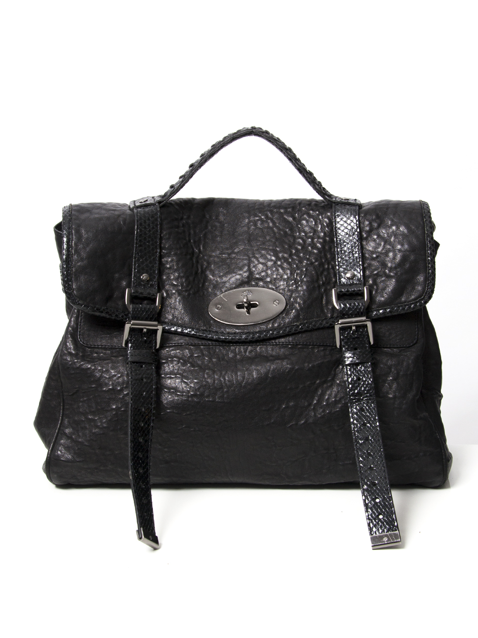 トートバッグ Mulberry Alexa Heavy Black Leather Handbag Mulberry Woman Mulberry Alexa Heavy Black Leather Handbag Mulberry Woman