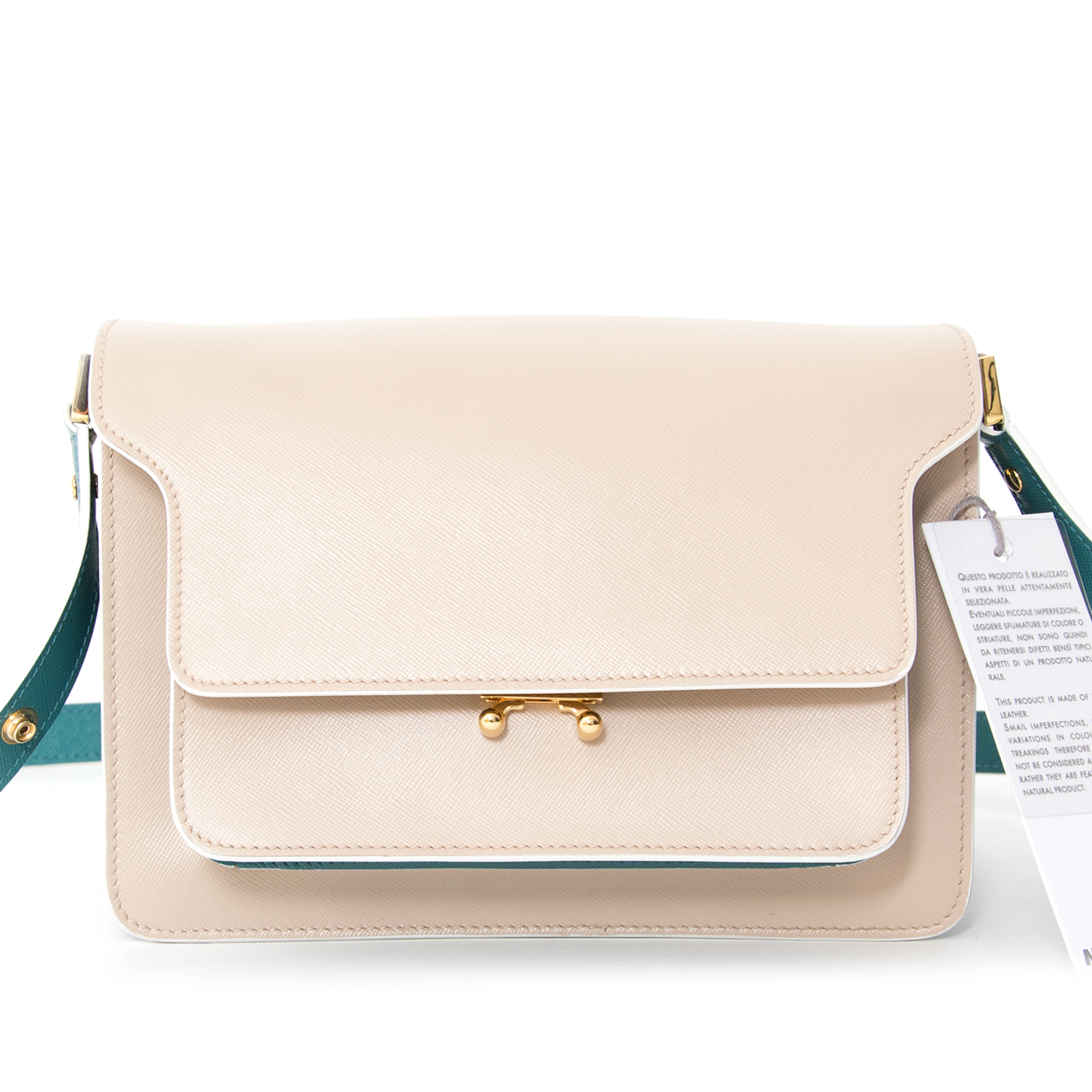 ★MARNI★ Medium Saffiano Trunk Shoulder Bag Beige SBMPN09NO Medium Trunk Bag by Marni- La Garçonne