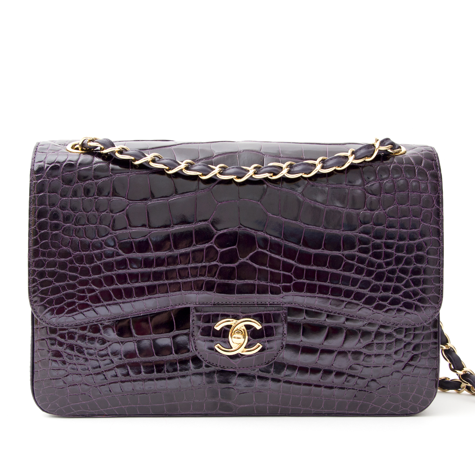 RareChanel Amethyst Crocodile Jumbo Double Flap Bag ○ Labellov ○ Buy and  Sell Authentic Luxury