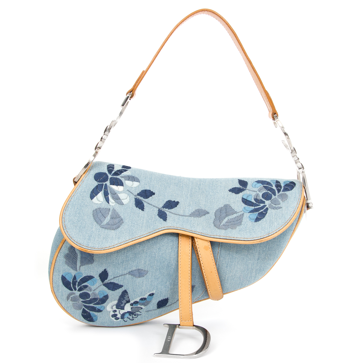 Christian Dior Denim Saddle Pochette  Blue Shoulder Bags Handbags   CHR294810  The RealReal