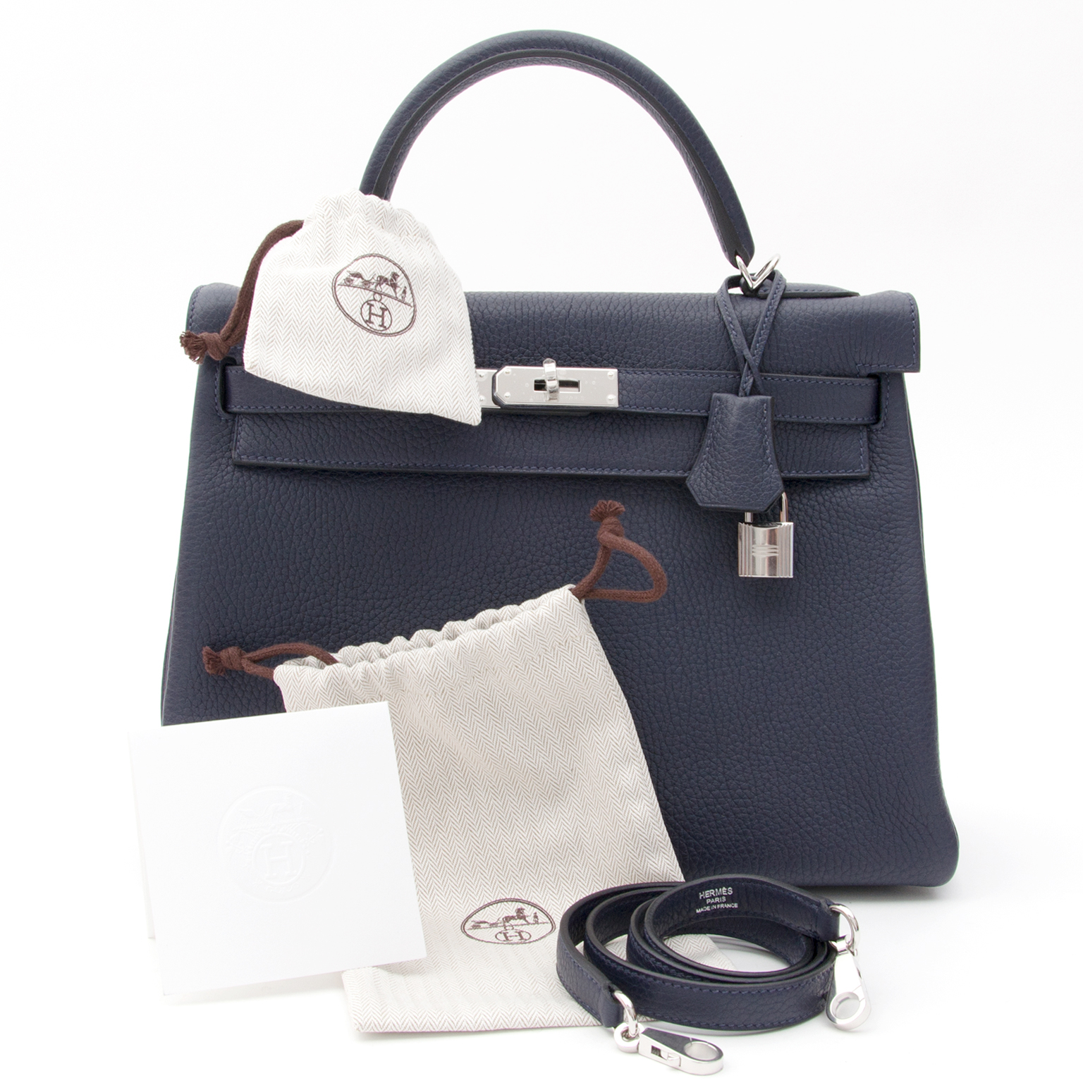 Hermes Kelly 25 Bleu du Nord Blue Togo Leather Shoulder Bag Palladium – Lux  Addicts