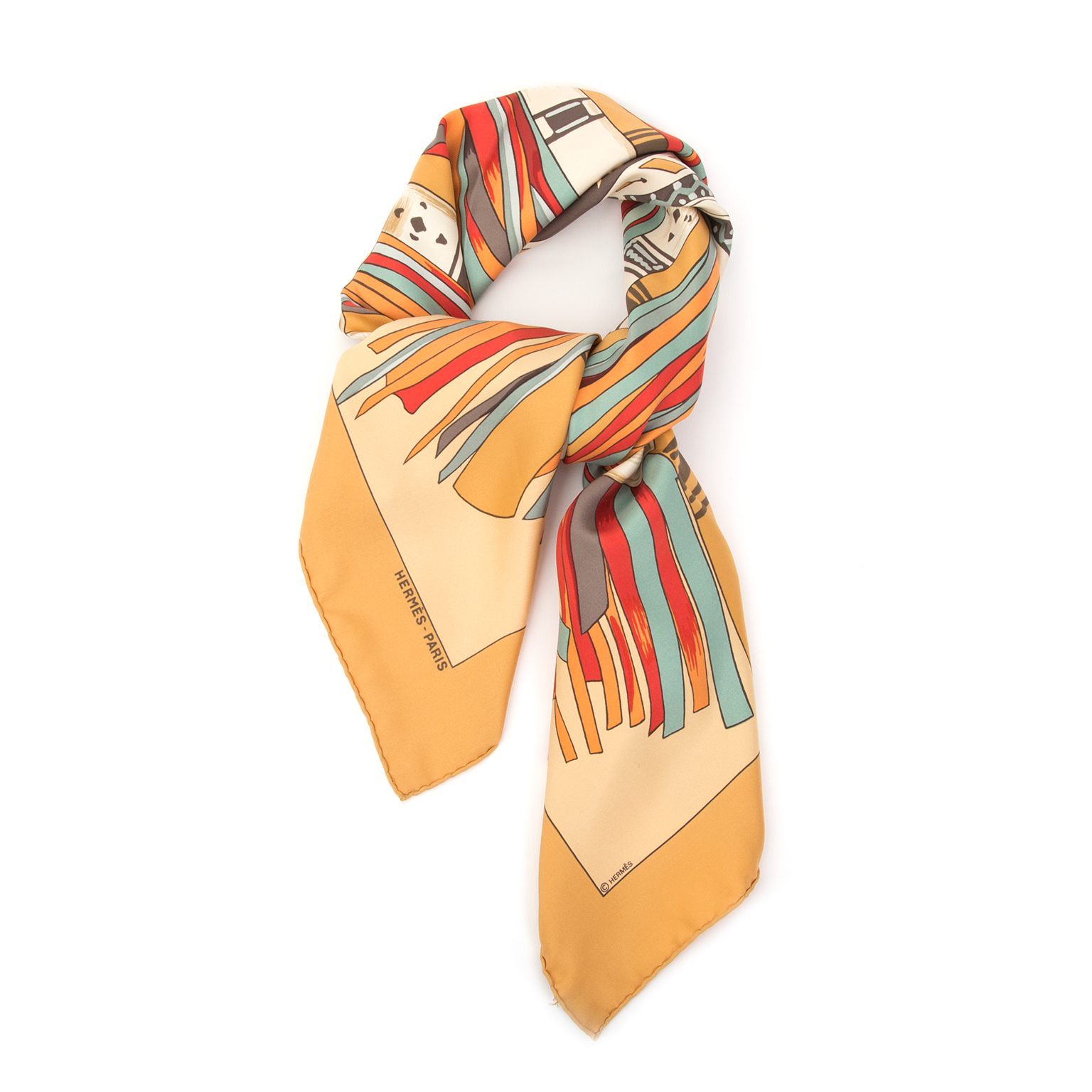 Hermès Silk Carré Scarf Orange Cuir du Desert ○ Labellov ○ Buy