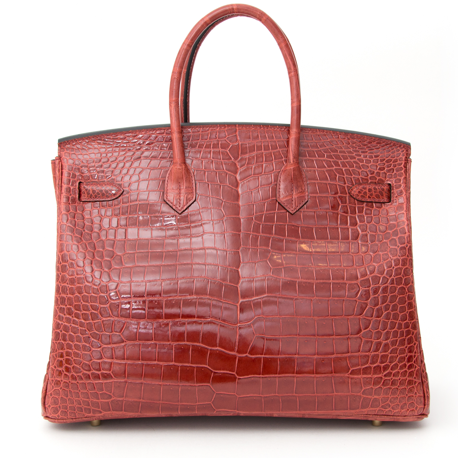 HERMES Matte Porosus Crocodile Birkin 35 Rouge H 1232388