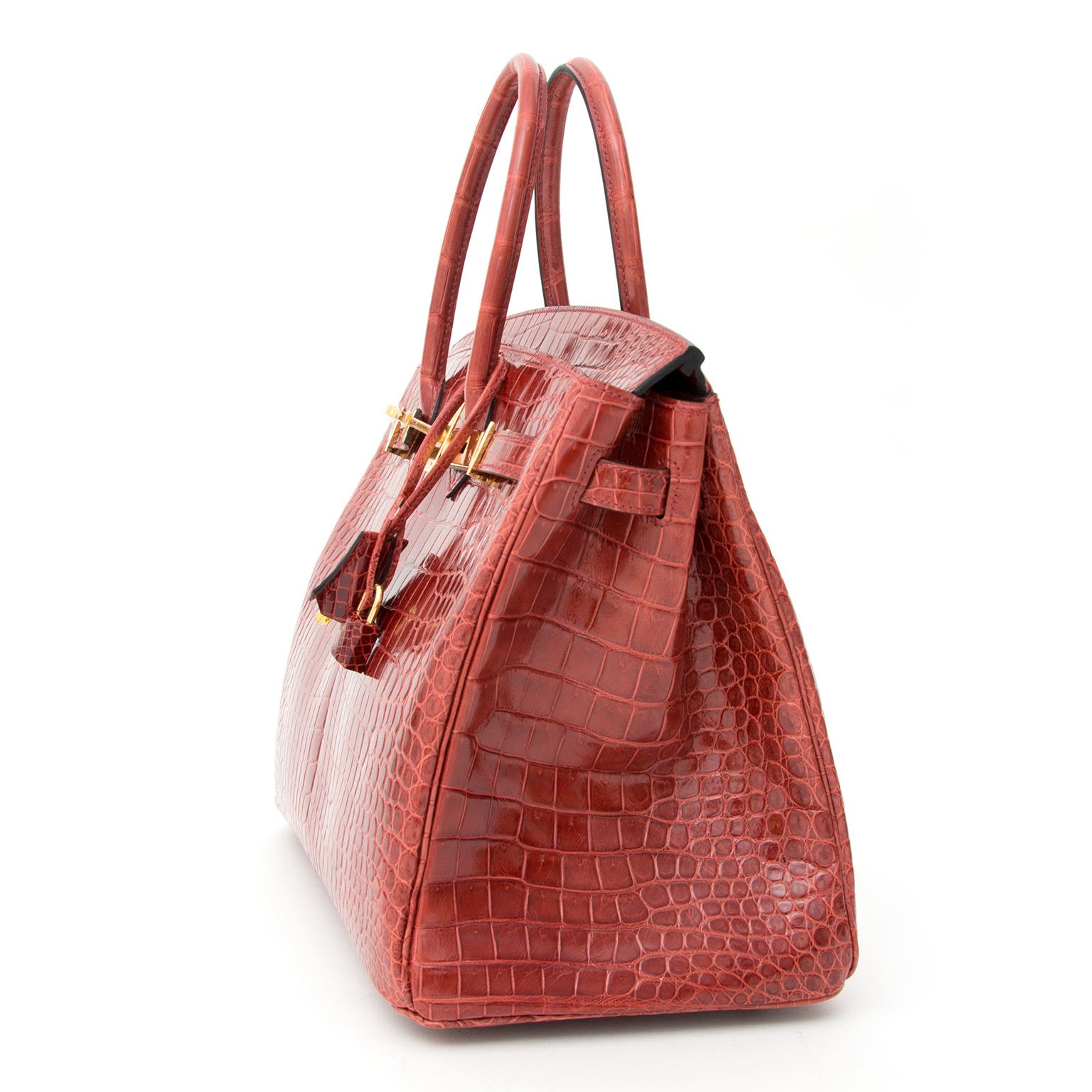 Hermès Rouge H Shiny Crocodile Porosus JPG Shoulder Birkin 42