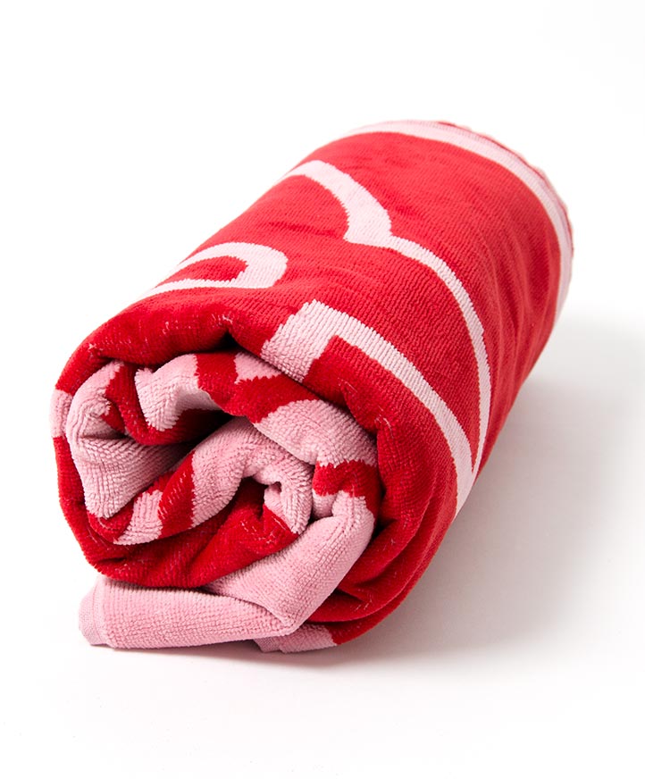 Louis Vuitton Beach Bath Towel Red Pink Drap De Bain Monogram M78643 Cotton