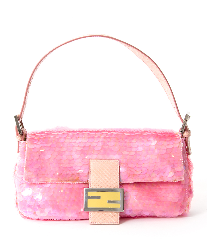 Sold Fendi Baguette Glitter Pink square sequins