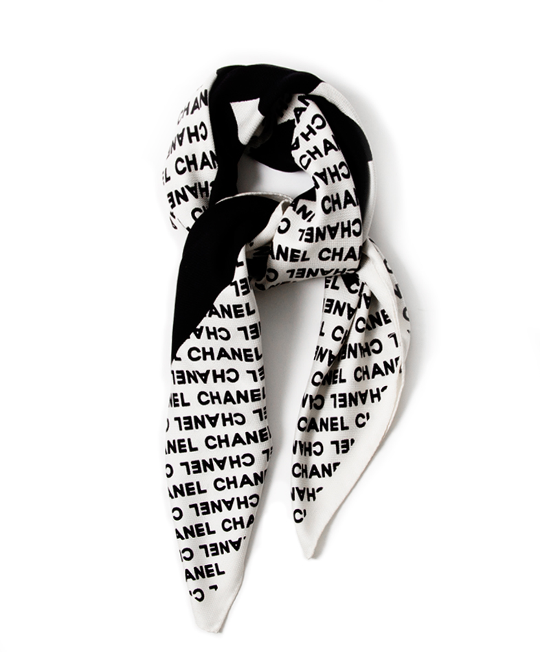 Chanel Black And White CC Scarf Labellov Buy and Sell Authentic