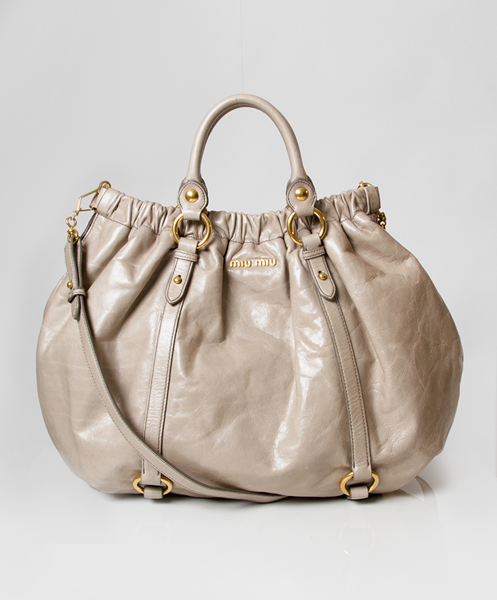 Miu Miu Vitello Lux Gather Tote ○ Labellov ○ Buy and Sell