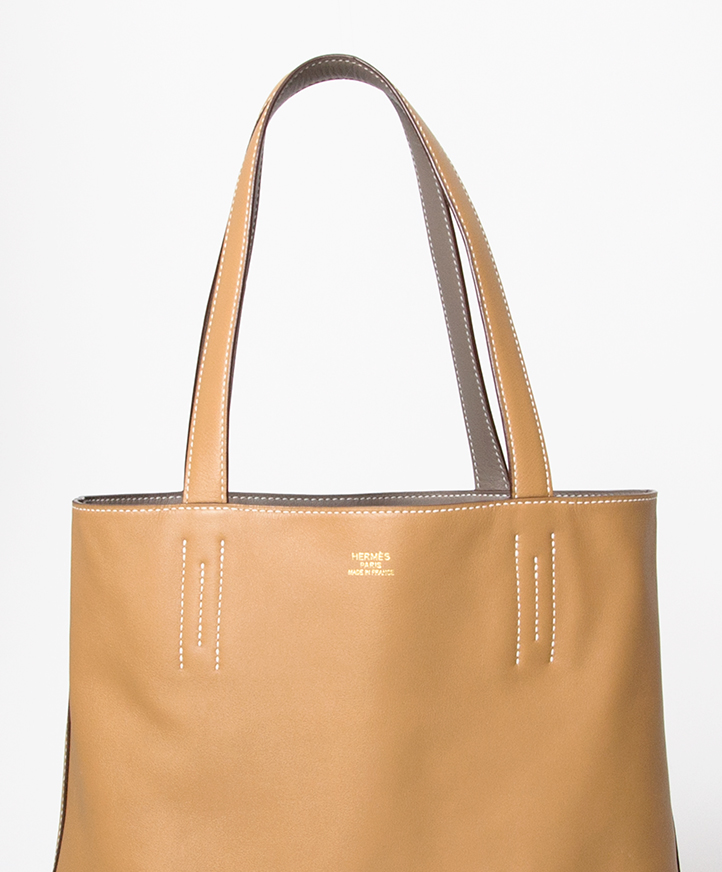 Hermes Double Sens Rose and Cigare Sikkim Leather tote