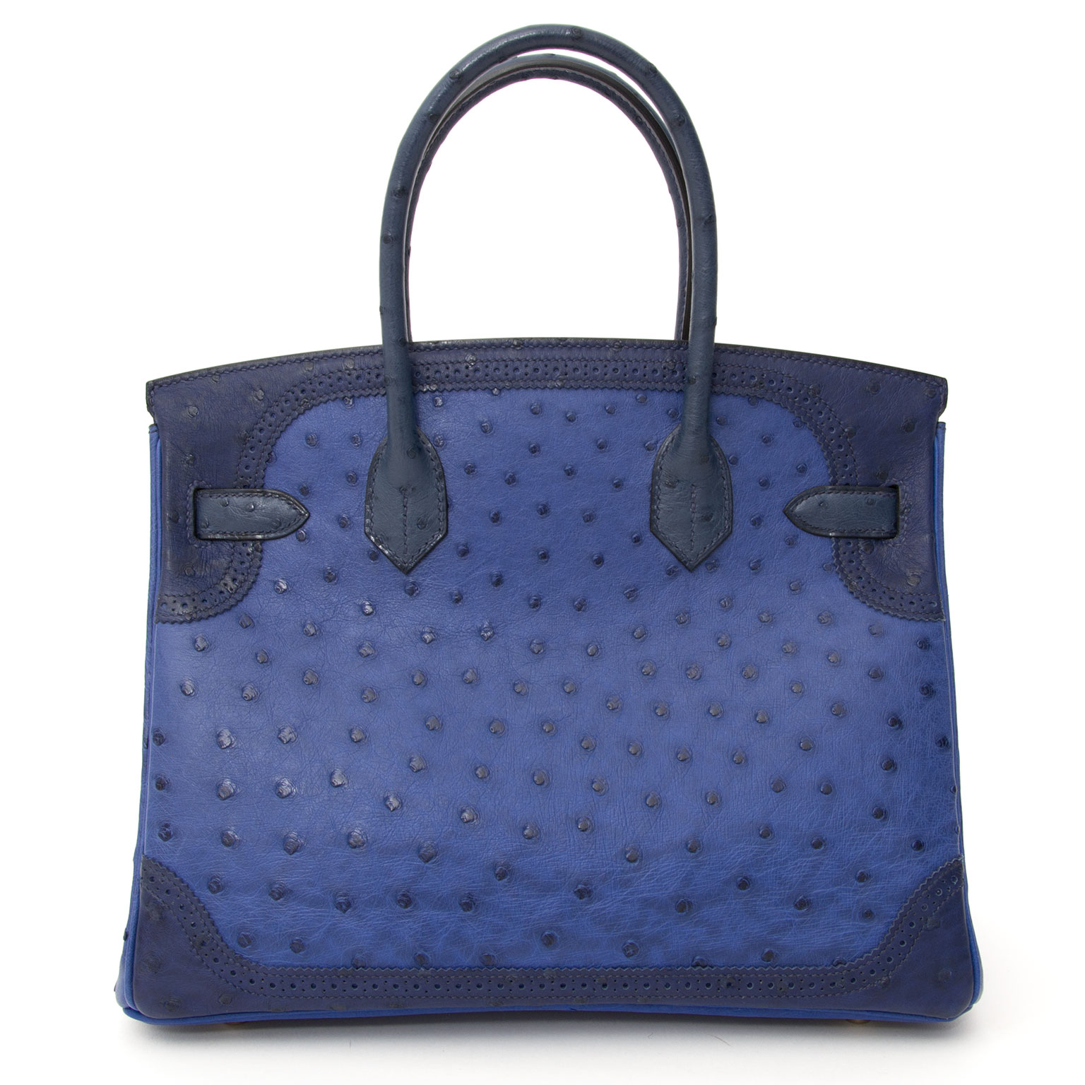 Hermes Tricolor Ghillies Ostrich Birkin 30 Permabrass Hardware