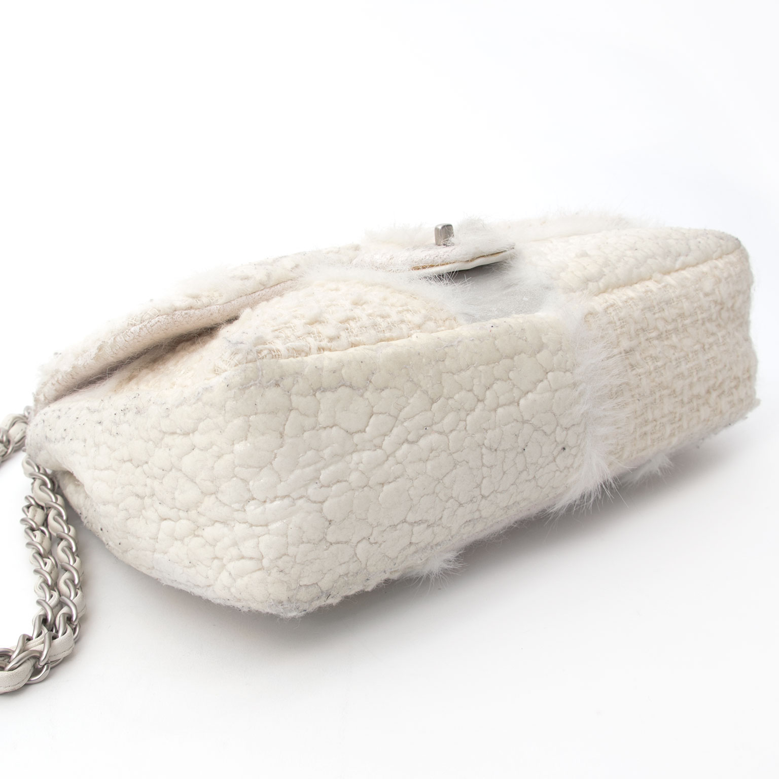Vintage Chanel Cream Patchwork Faux Fur Tweed Aged Calfskin Flap Bag ○  Labellov ○ Buy and Sell Authentic Luxury
