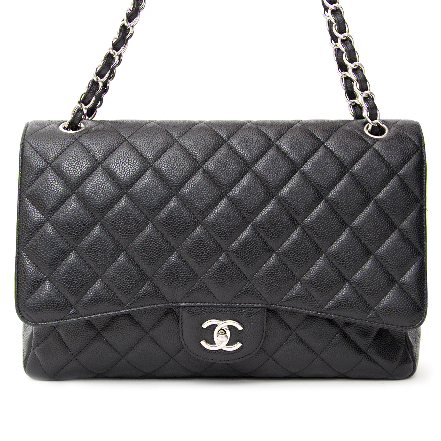 Chanel Dark Grey Quilted Leather Maxi Classic Flap Bag Chanel