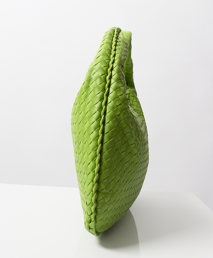 Bottega Veneta Neon Green Woven Leather Hand Bag ○ Labellov