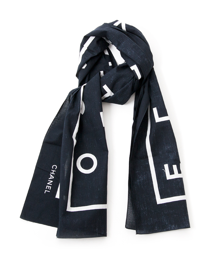 Chanel Black Letter Scarf Labellov Buy and Sell Authentic Luxury