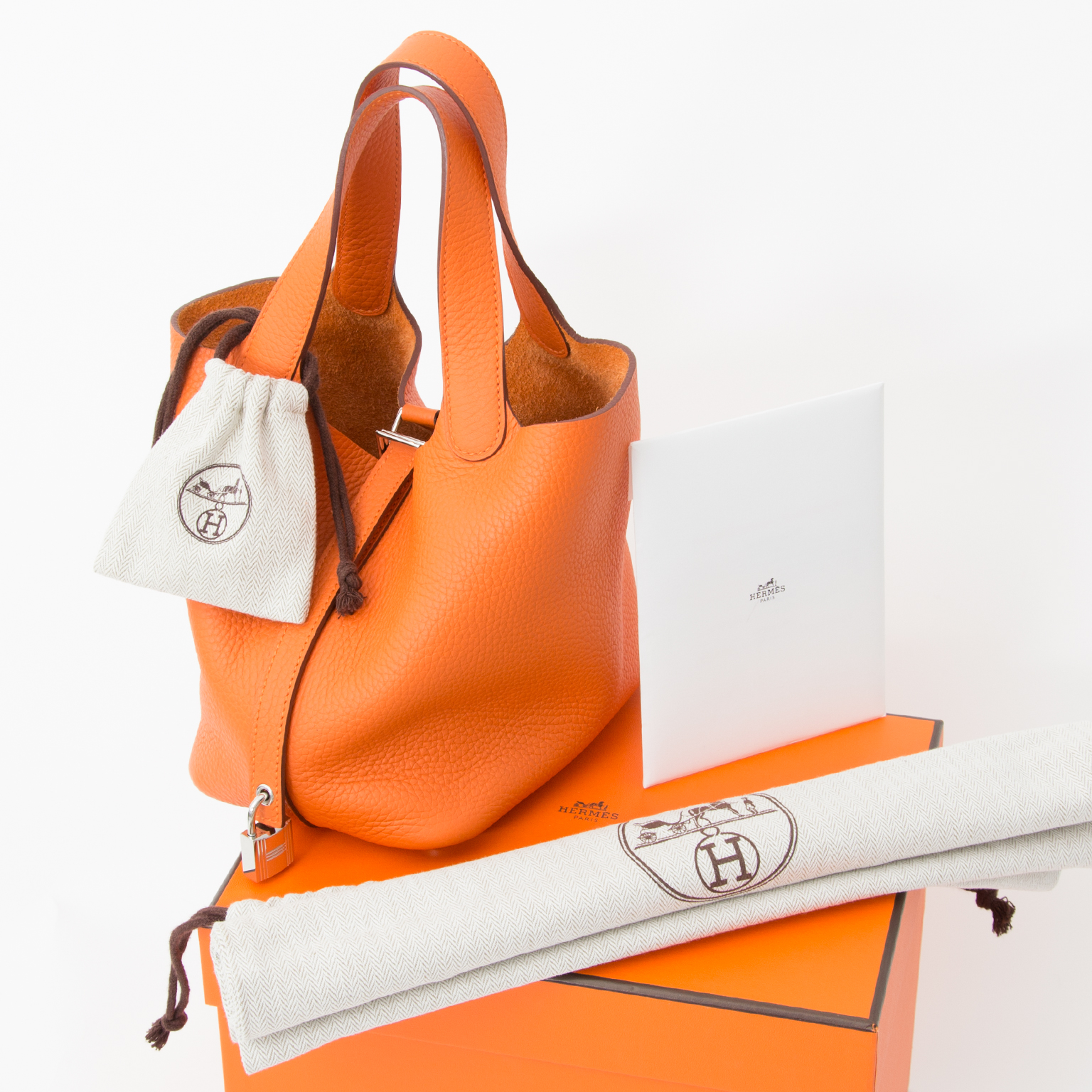 Hermes Picotin Lock 18 Pocket Bag Orange/Orange in Goeland Canvas