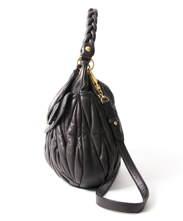 Miu Miu Black Coffer Matelasse Leather Bag ○ Labellov