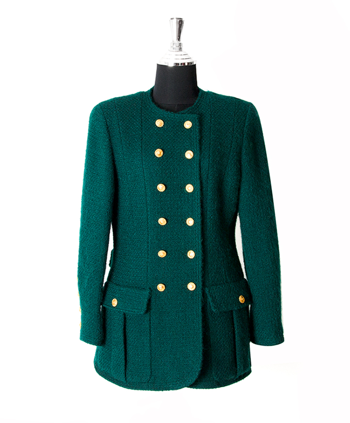 Chanel Double Breasted Green Jacket Labellov Buy and Sell