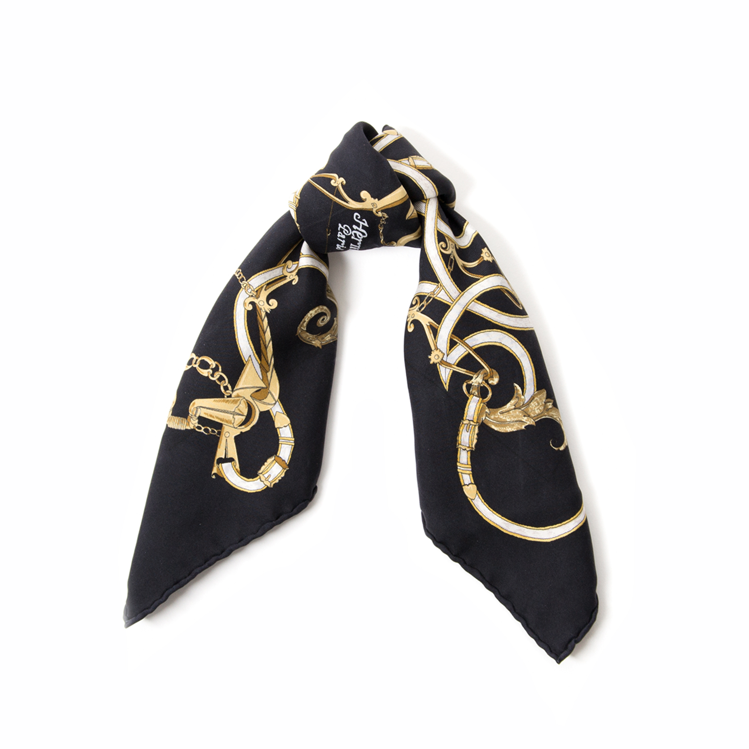 Herm s Gold Chain Silk Scarf Labellov Buy and Sell Authentic