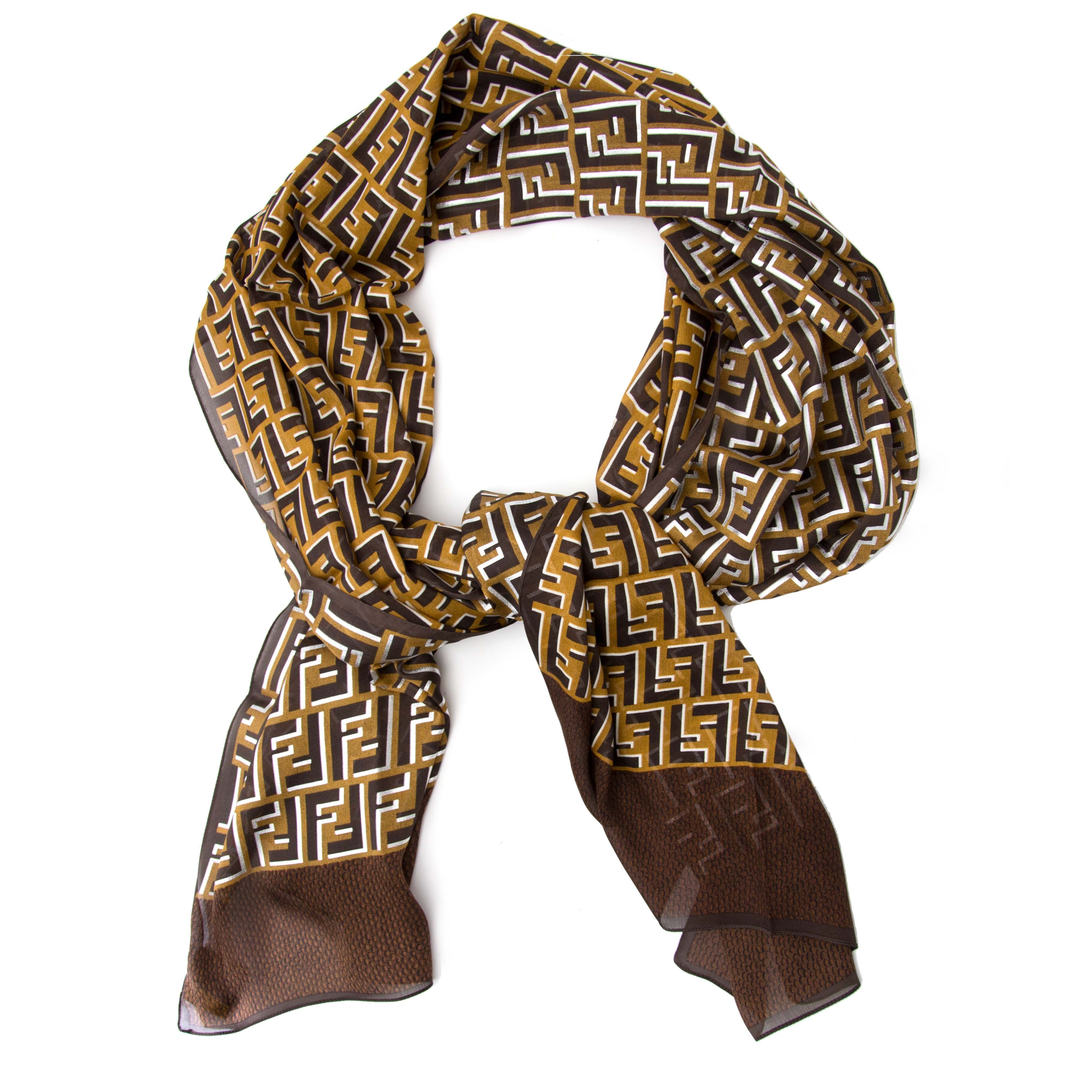 Fendi Monogram Scarf In Brown