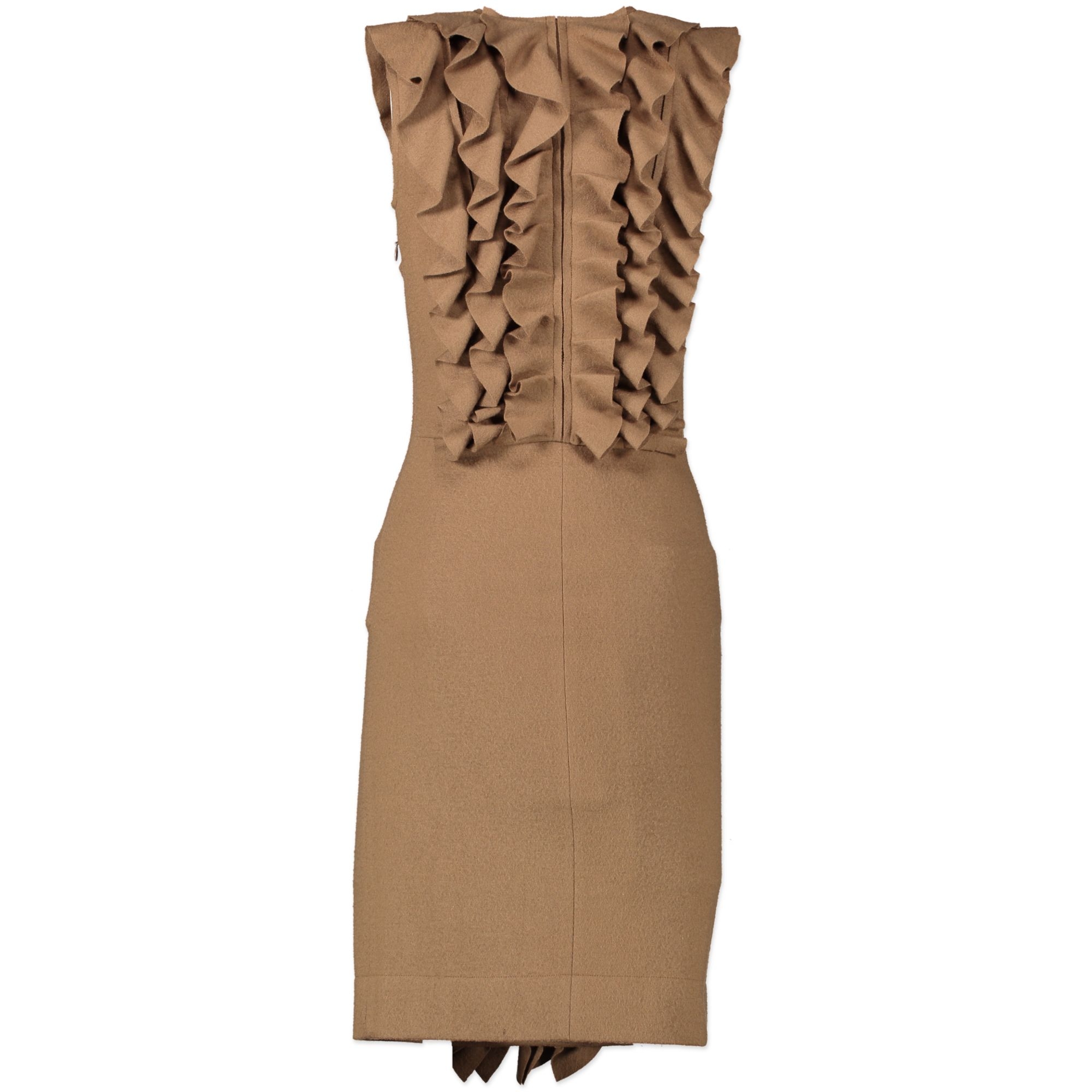Fendi Tan Wool Ruffle Dress ○ Labellov ○ Buy and Sell