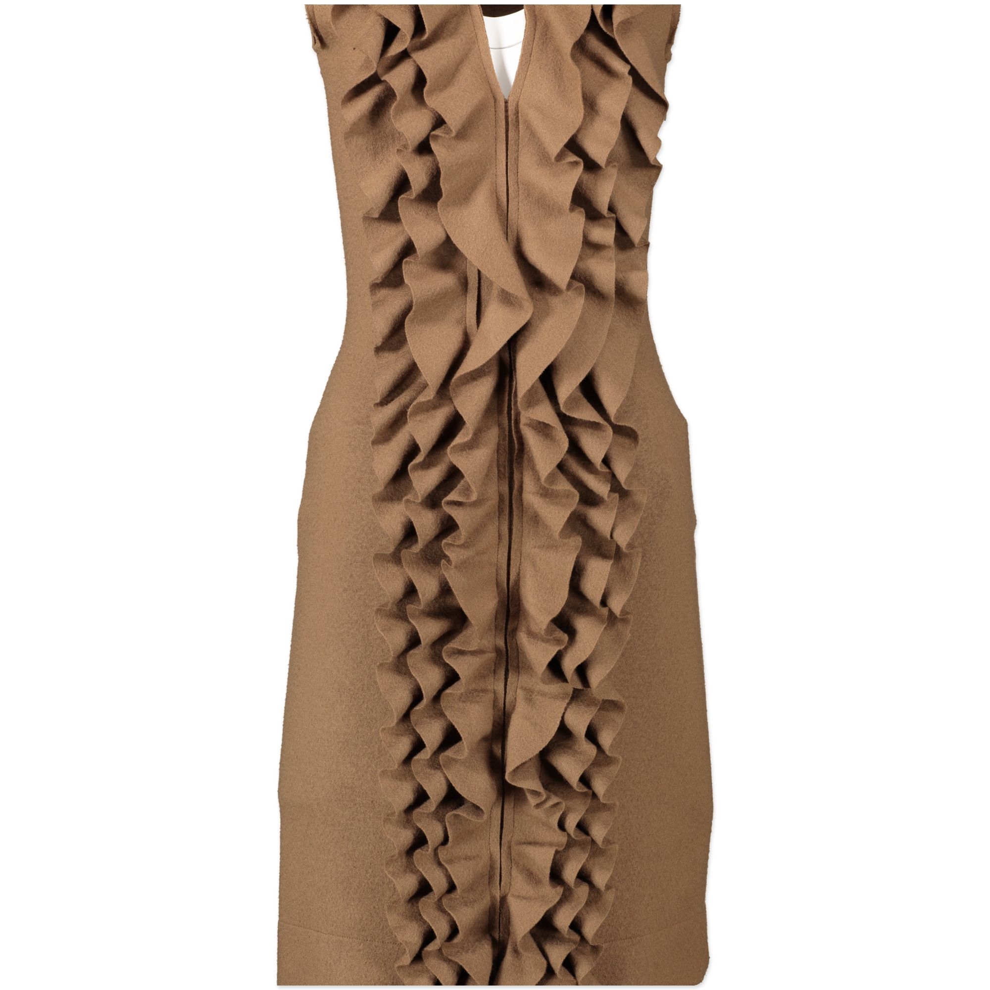 tan ruffle dress
