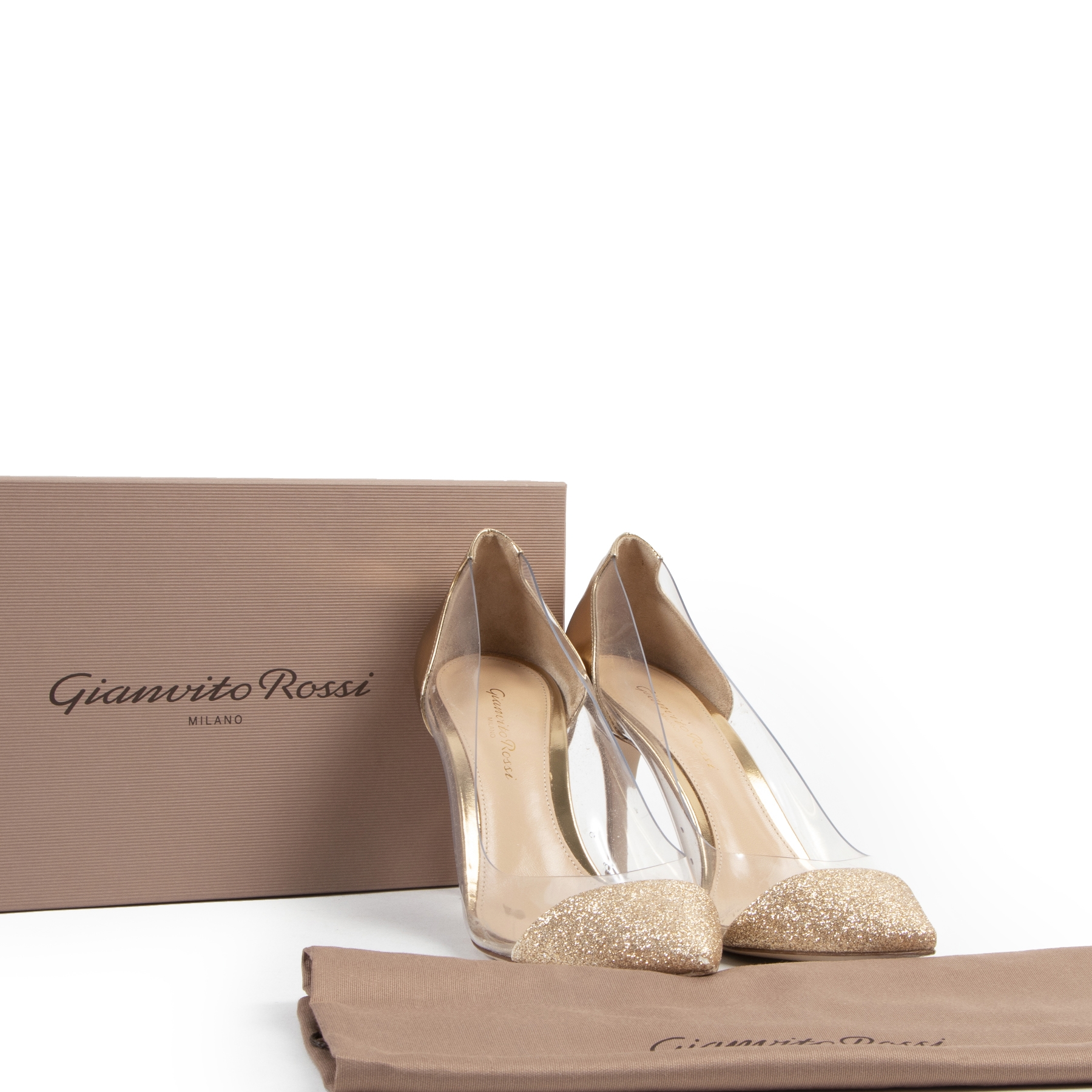Gianvito rossi gold plexi pumps outlet