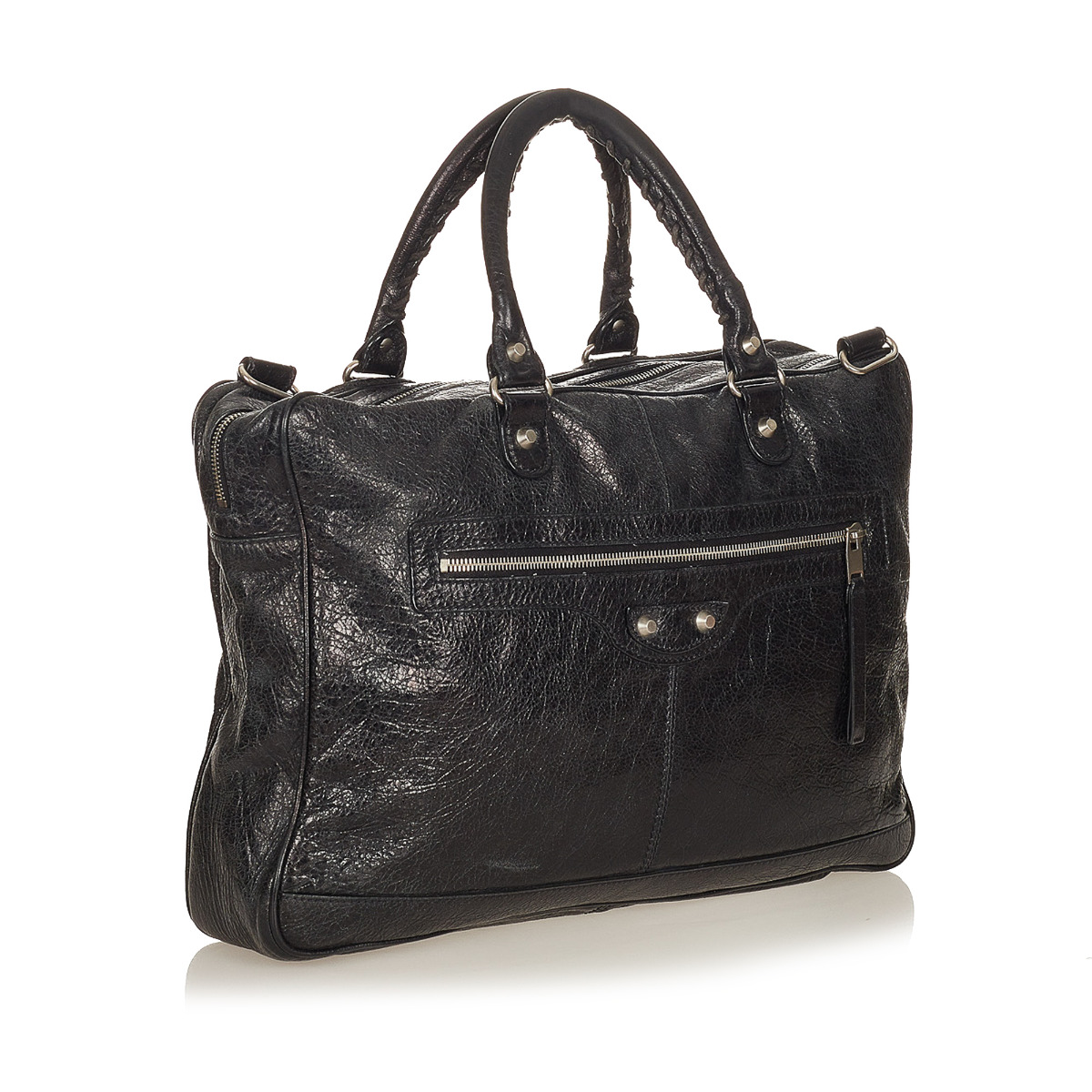 Balenciaga Black Classic Mini Folder Document Bag + Strap