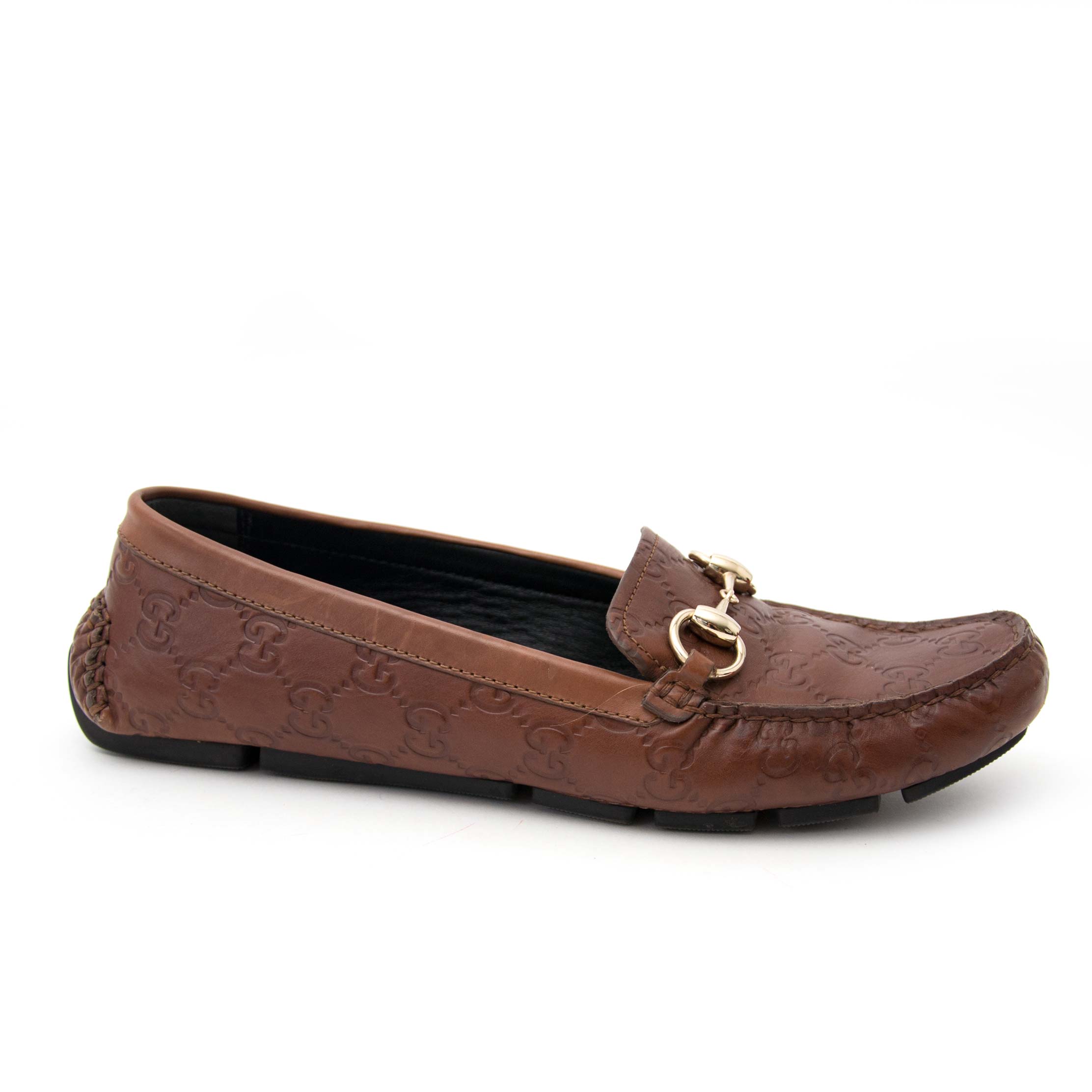 【関税&送料込】Gucci Brown Leather Loafers Gucci Brown Monogram Leather loafers ○ Labellov ○ Buy and