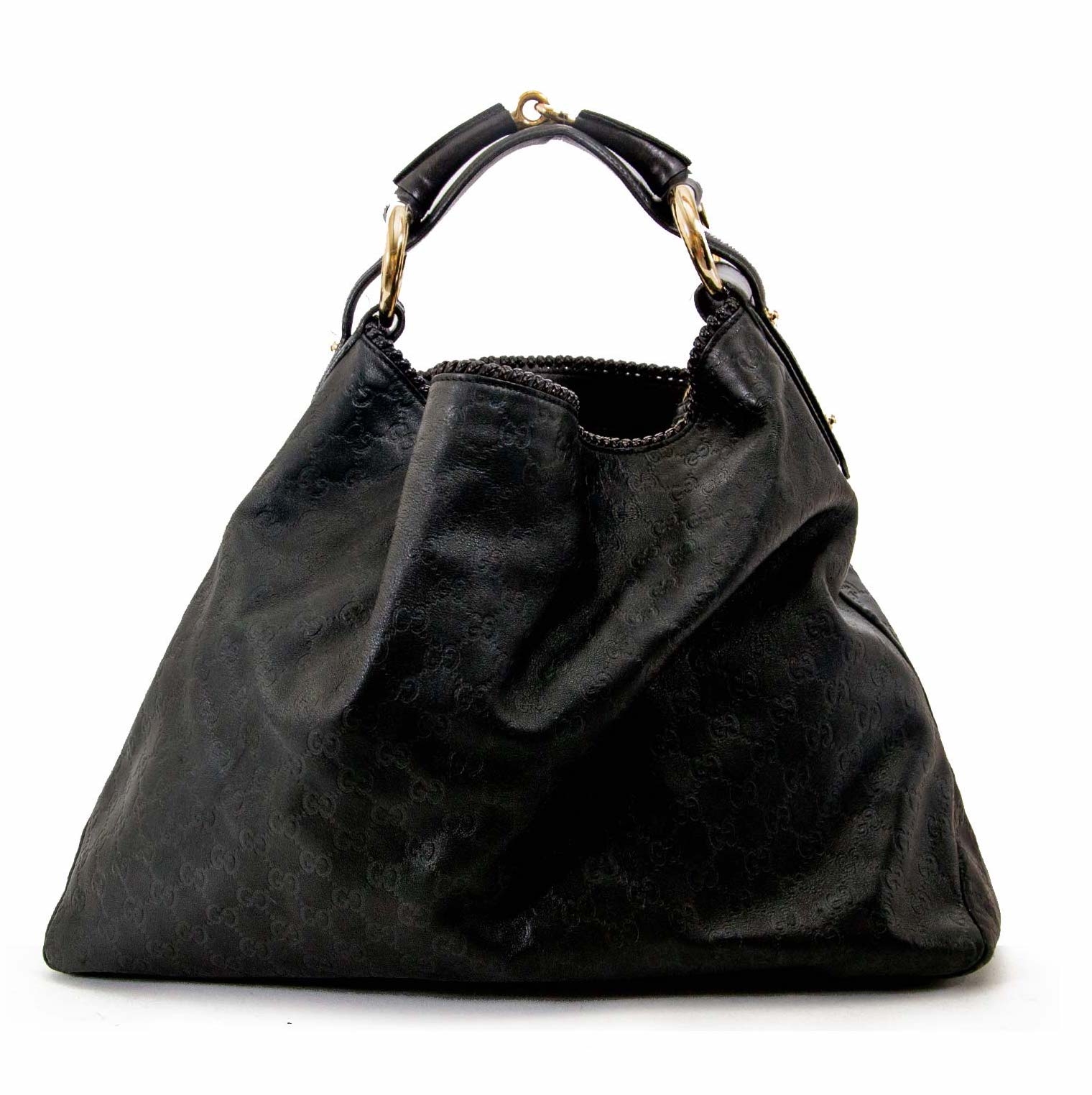 Gucci Black Monogram Suede Hobo Bag ○ Labellov ○ Buy and Sell Authentic  Luxury