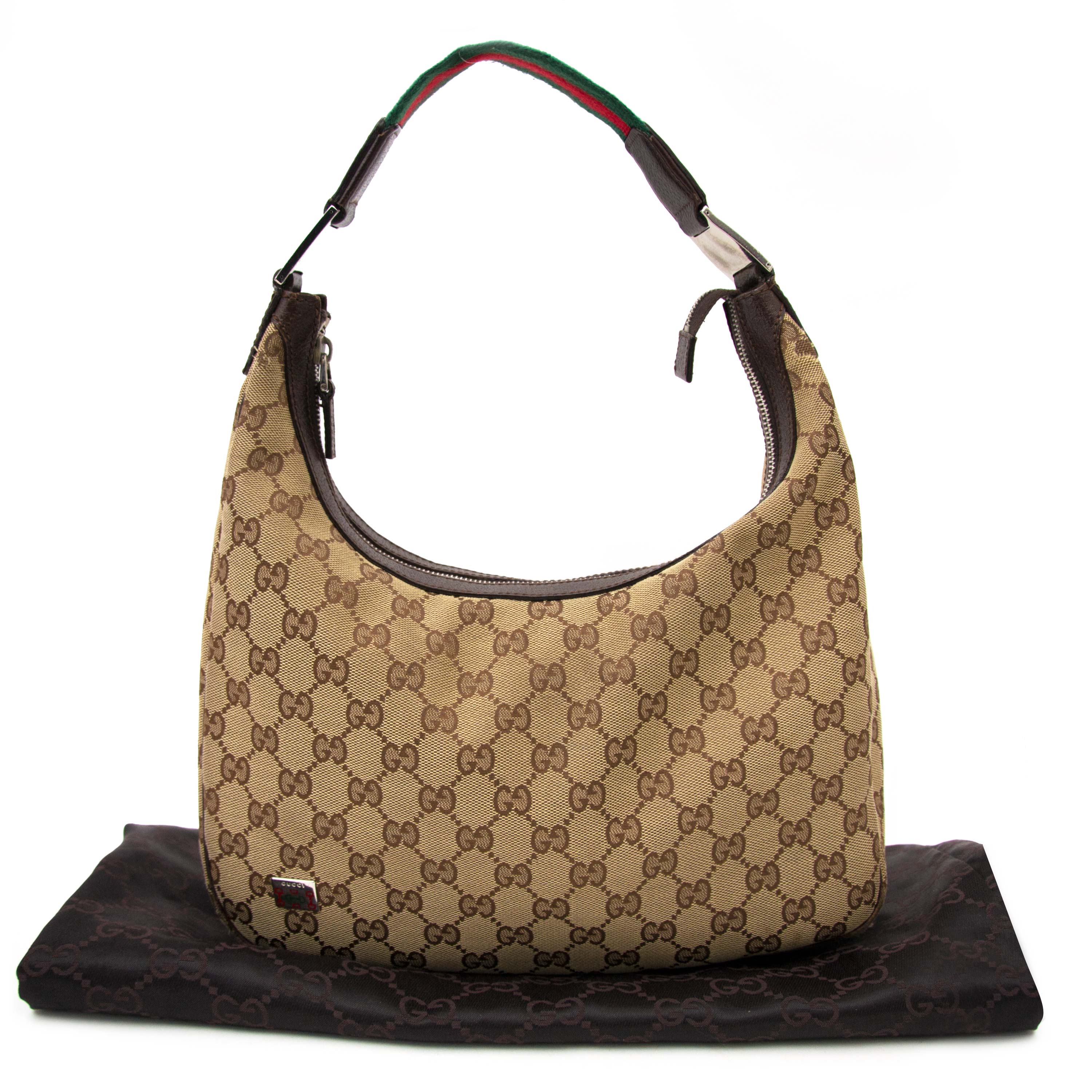 Gucci Monogram Fabric Green Red Stripe Hobo Bag & Wallet ○ Labellov ○ Buy  and Sell Authentic Luxury