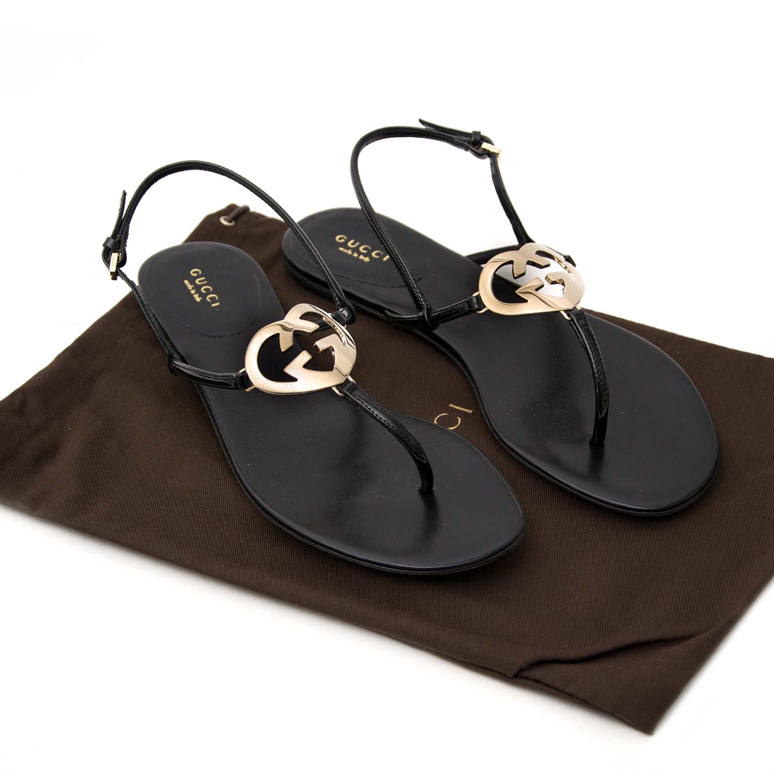 Gucci Black GG Heart Sandals - eu 39,5 ○ Labellov ○ Buy