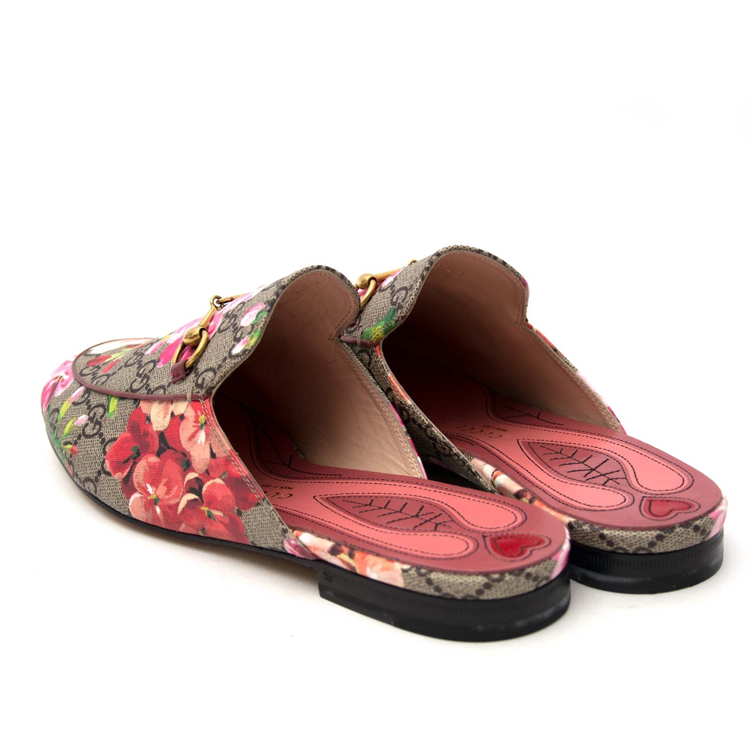 GUCCI gucci blooms slippers レザーウィメンズ NEVER WORN*Gucci Monogram Princeton GG Blooms Slipper - Size