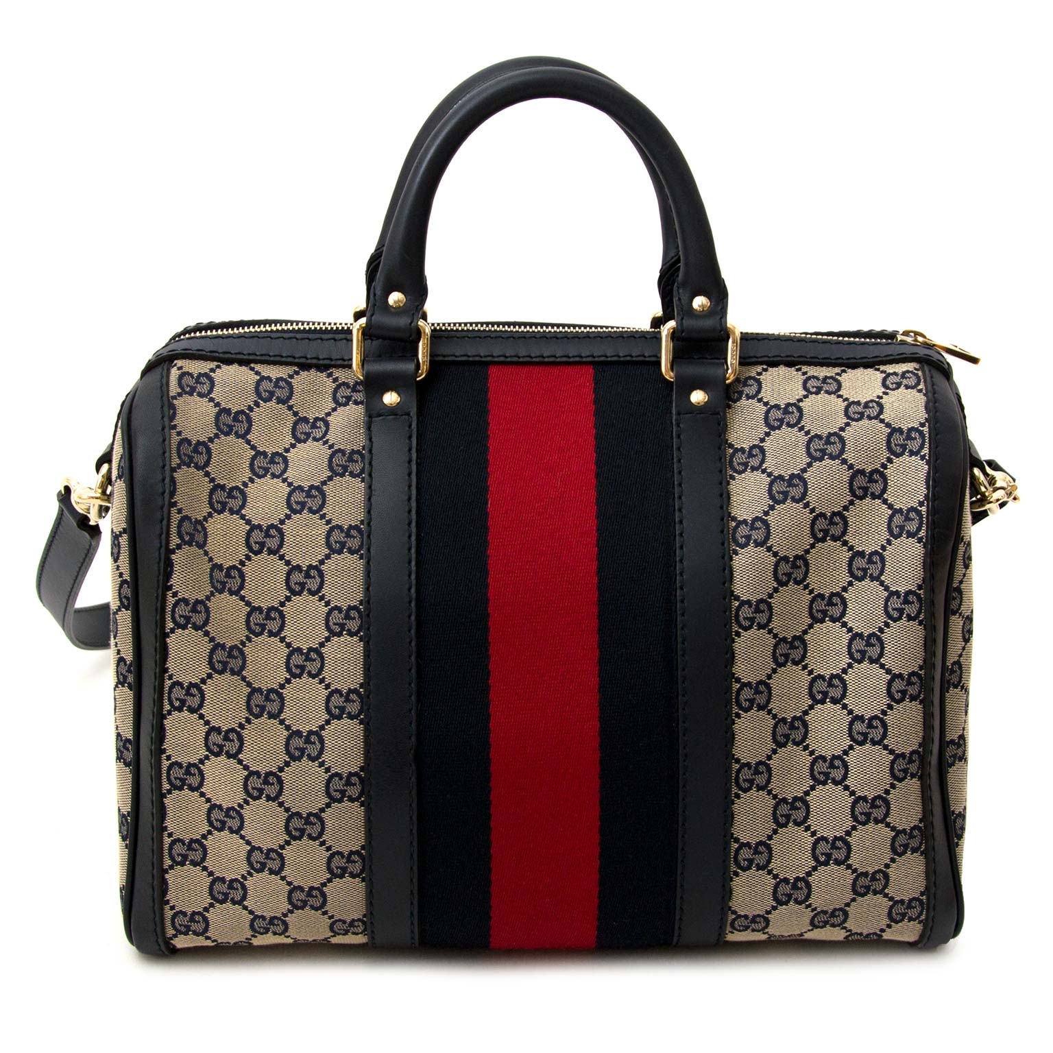 バッグ Vintage Gucci Web Stripe GG Boston Bag gucci-monogram-boston-bag-blue