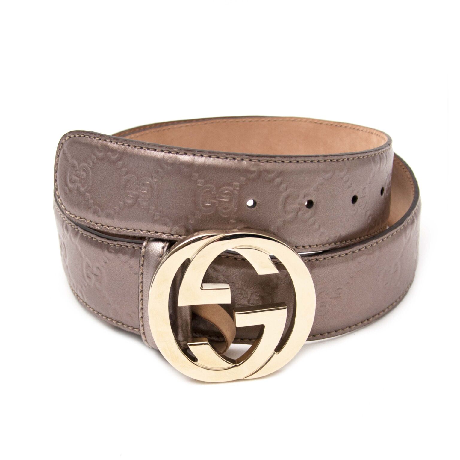 Gucci Rose Taupe Monogram 'GG' Belt - 95 ○ Buy and Sell Authentic Luxury