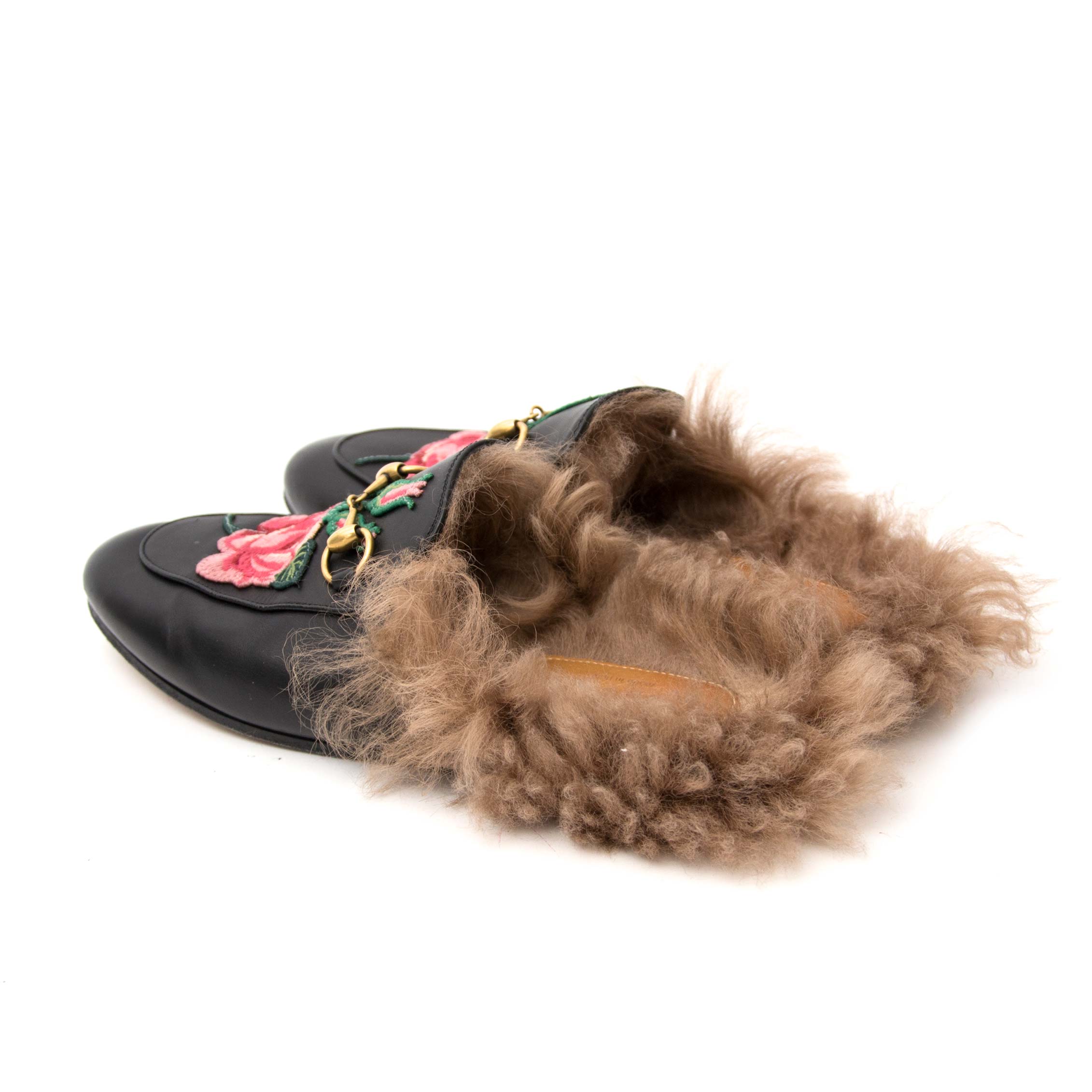 国内発| GUCCI Princetown fur-lined スリッパ authentic Gucci Princetown Fur Lined Velvet Slippers 39