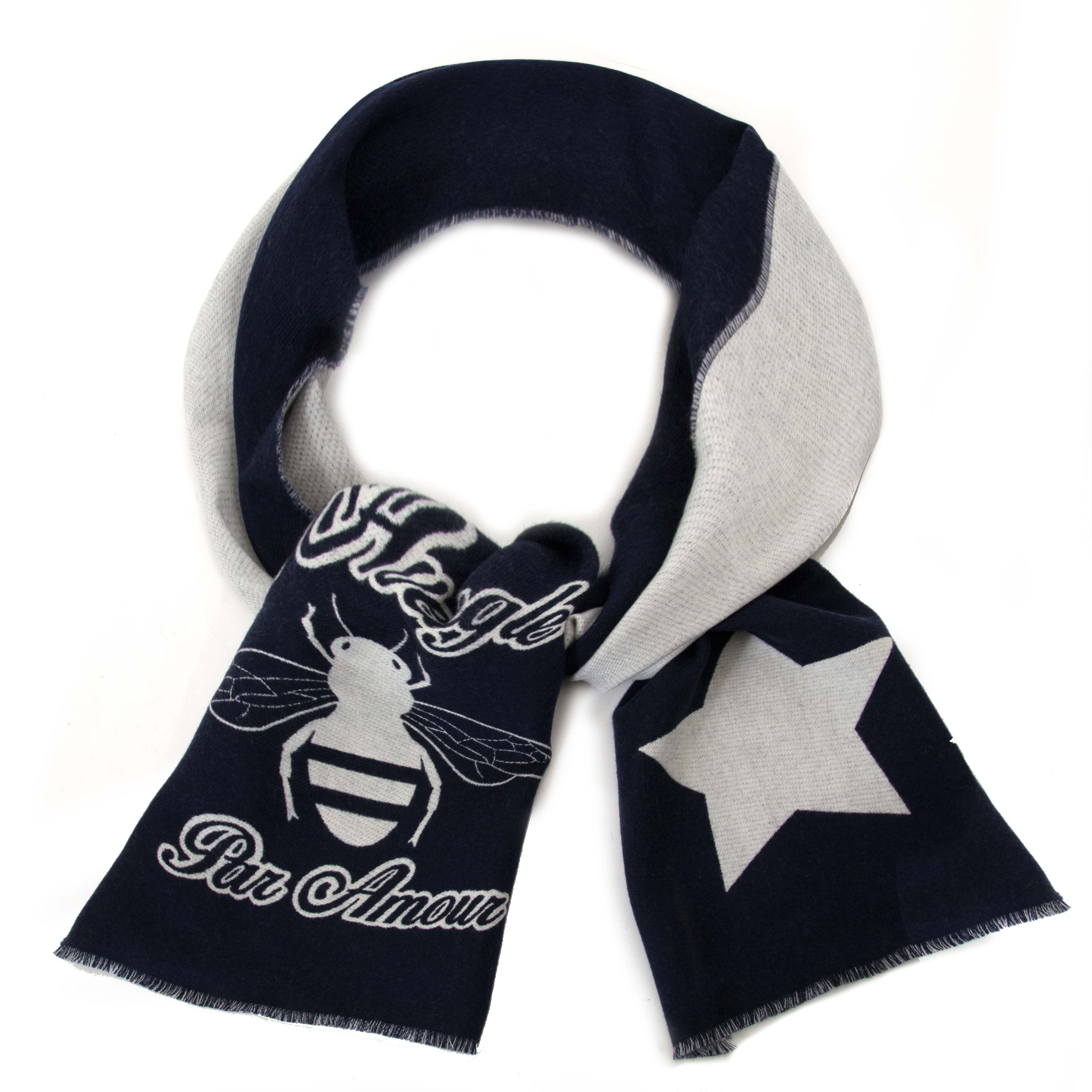 ☆人気☆【GUCCI】☆BEE STAR WOOL SCARF☆BURGUNDY + NAVY☆ Gucci bee scarf - Gem