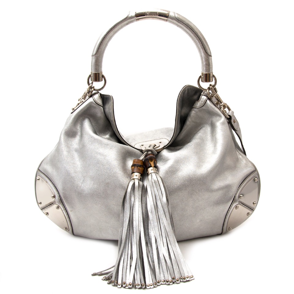 Gucci Silver Leather Indy Bamboo Tassel Hobo Bag ○ Labellov ○ Buy and Sell  Authentic Luxury