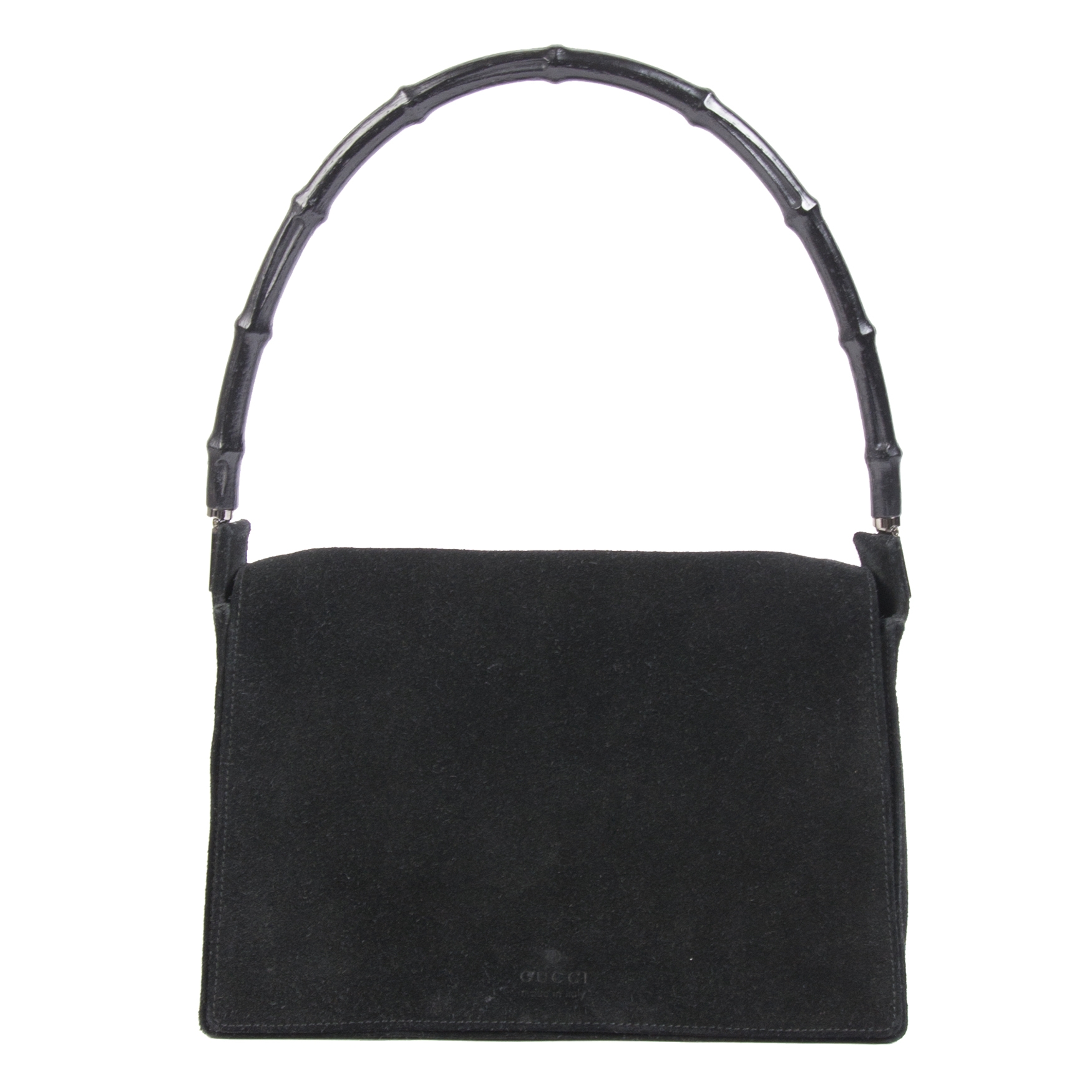 Gucci Black Suede Bamboo Shoulder Bag ○ Labellov ○ Buy and Sell