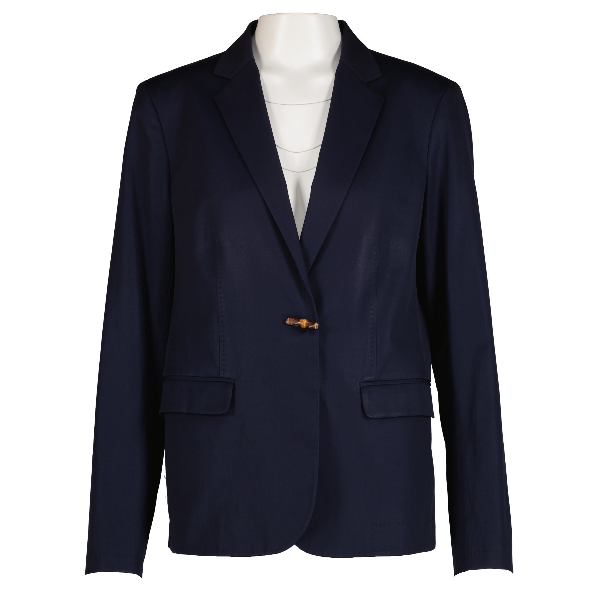 Gucci Bamboo Button Blue Wool Blazer Jacket - IT46