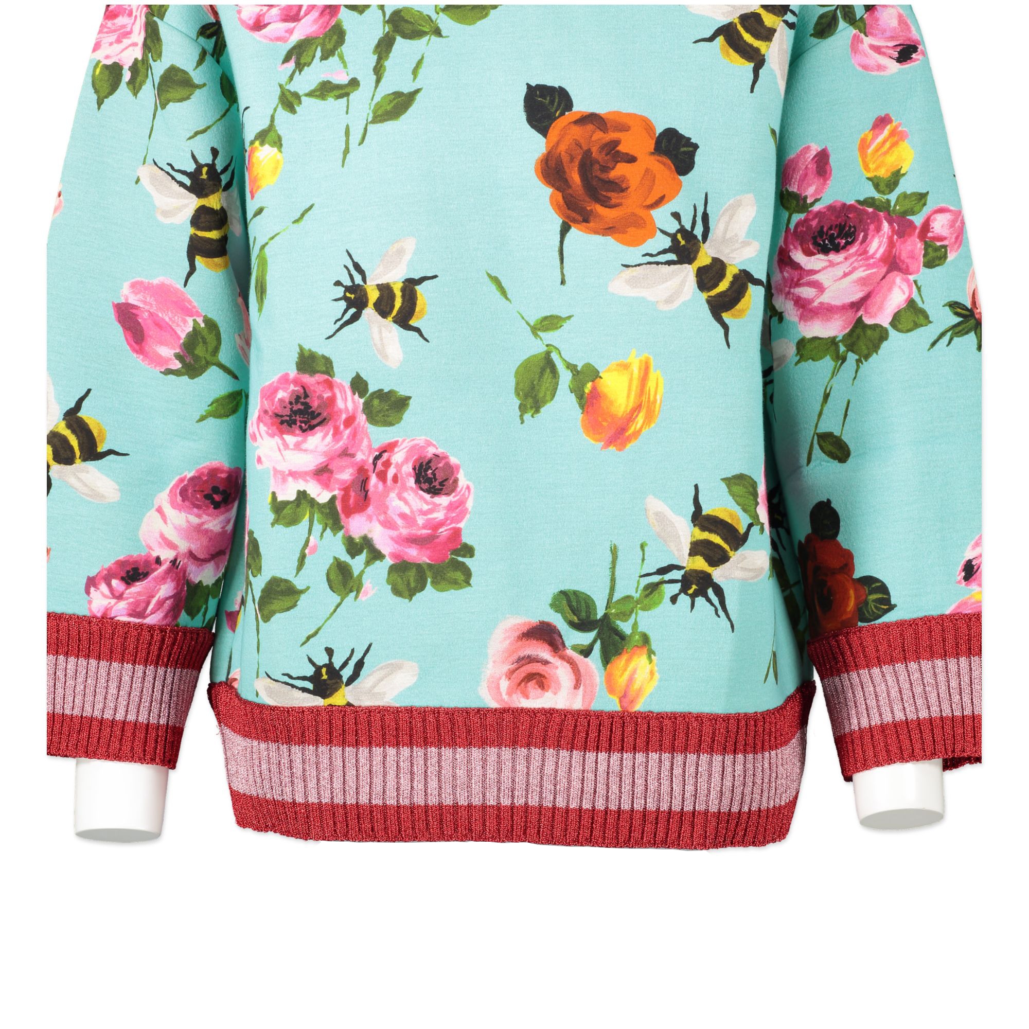 Gucci Blue Neoprene Bees & Roses Web Sweater - size S ○ Labellov