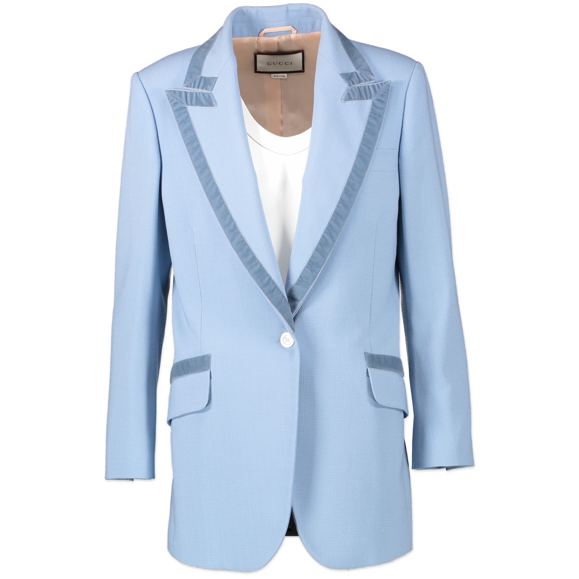 Gucci Blue Velvet Trimmed Wool Blazer IT 40 Labellov Buy and